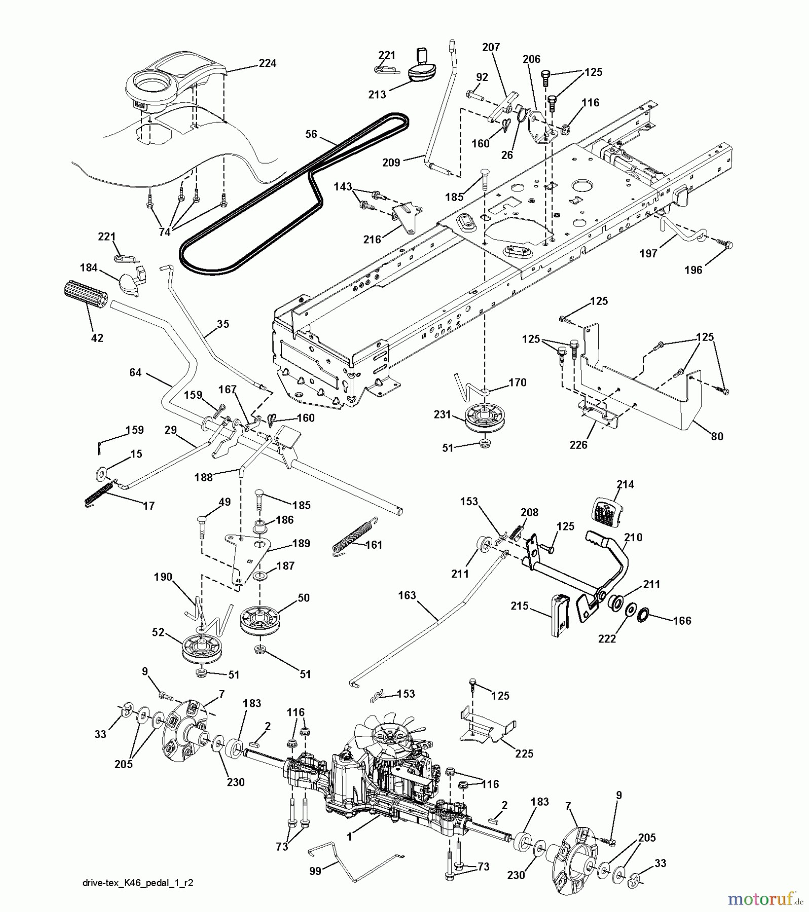 Jonsered Rasen und Garten Traktoren LT2223 A2 (96041011101) - Jonsered Lawn & Garden Tractor (2010-02) DRIVE