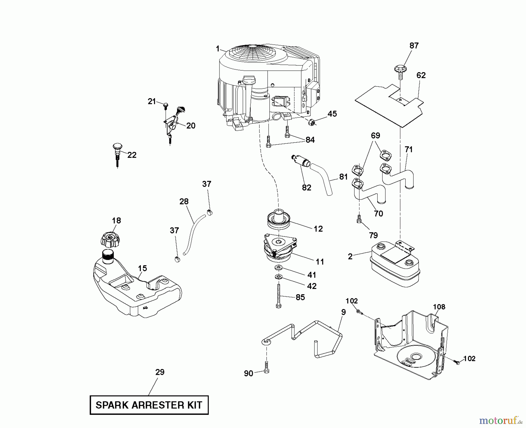 Jonsered Rasen und Garten Traktoren LT2223 A2 (96041011101) - Jonsered Lawn & Garden Tractor (2010-02) ENGINE