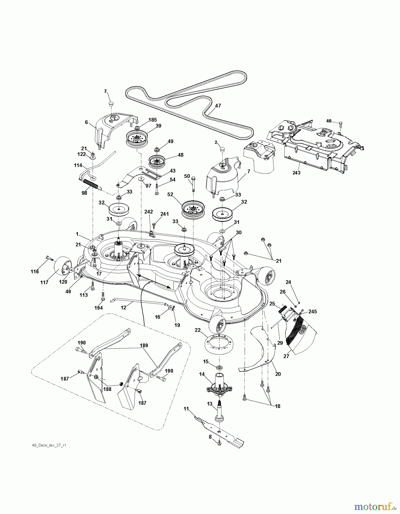Jonsered Rasen und Garten Traktoren LT2223 A2 (96041011101) - Jonsered Lawn & Garden Tractor (2010-02) MOWER DECK / CUTTING DECK