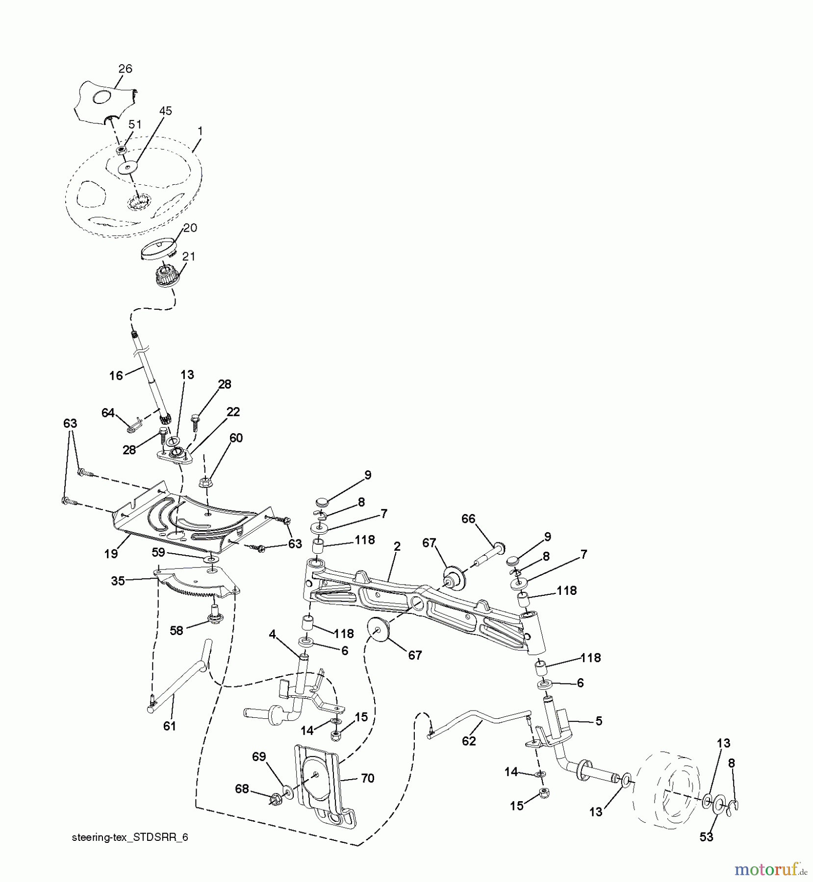 Jonsered Rasen und Garten Traktoren LT2223 A2 (96041011101) - Jonsered Lawn & Garden Tractor (2010-02) STEERING