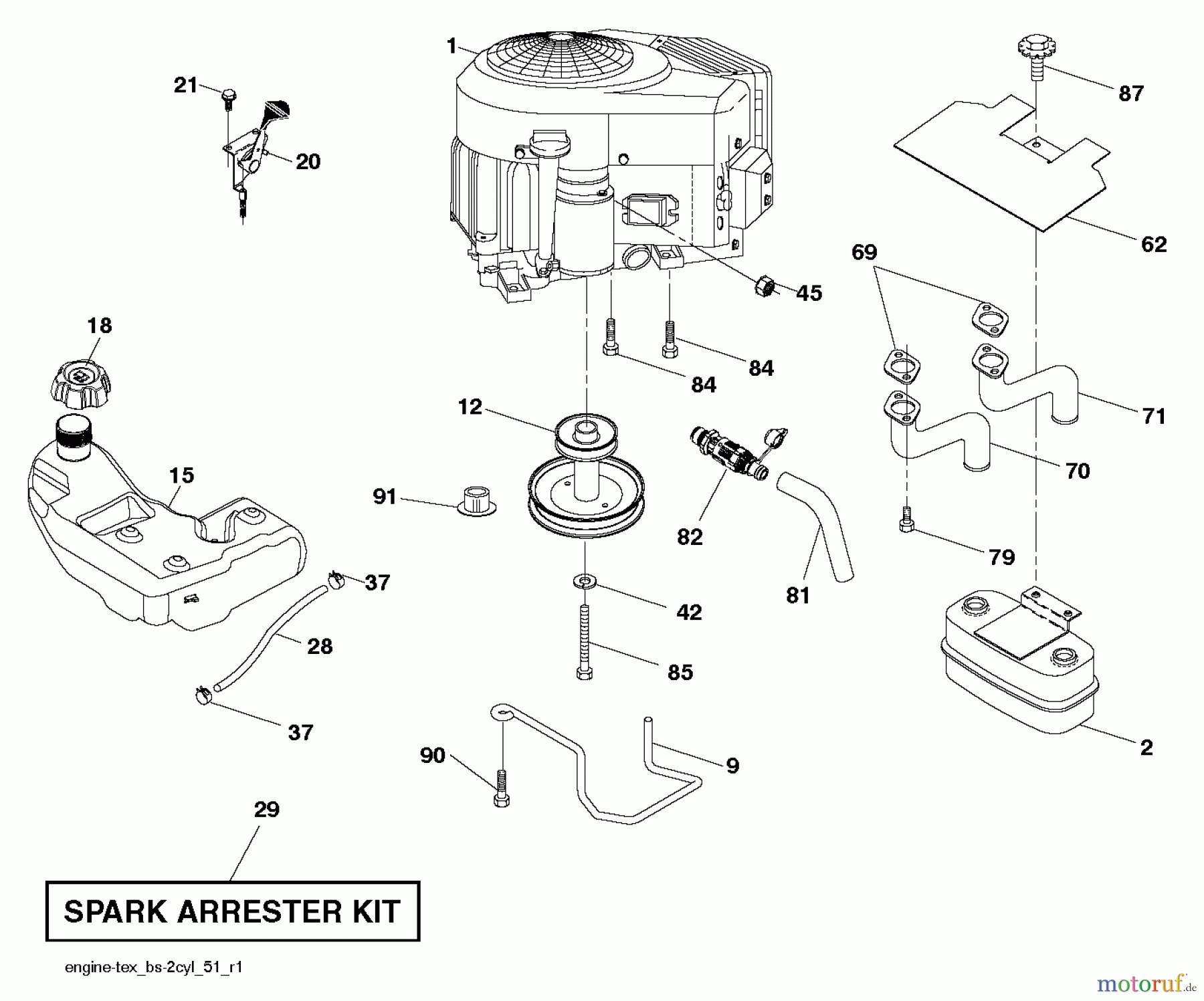 Jonsered Rasen und Garten Traktoren LT2223 A2 (96041014402) - Jonsered Lawn & Garden Tractor (2011-02) ENGINE