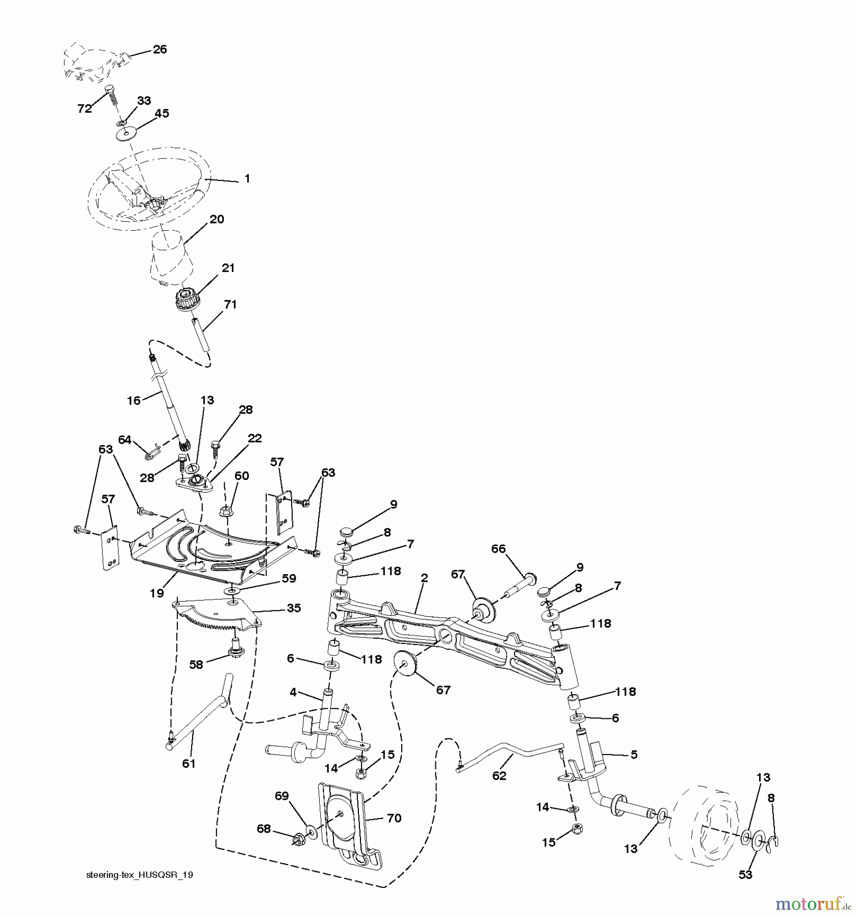 Jonsered Rasen und Garten Traktoren LT2223 A2 (96041014402) - Jonsered Lawn & Garden Tractor (2011-02) STEERING