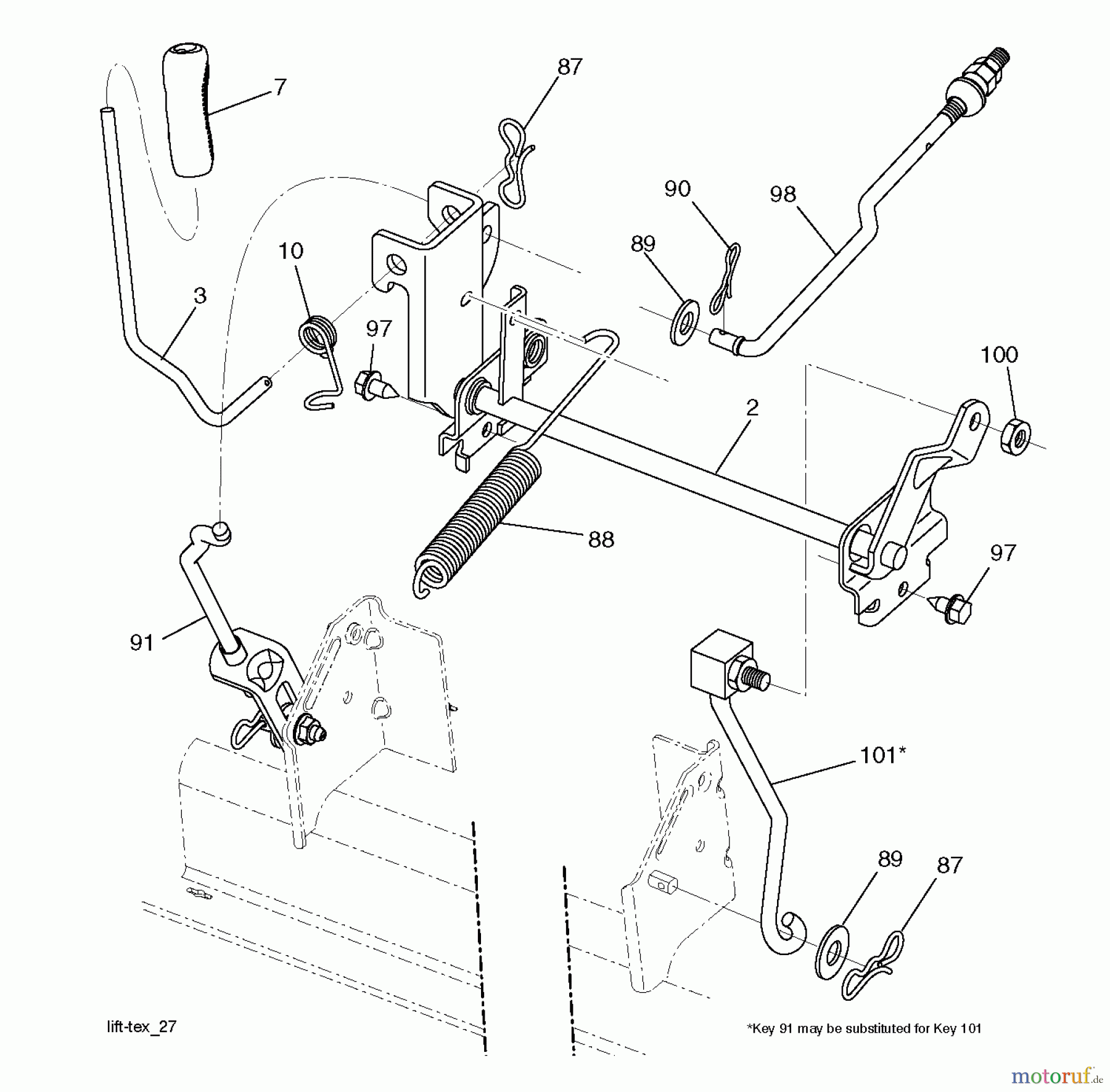  Jonsered Rasen  und Garten Traktoren LT2223 A2 (96041014403) - Jonsered Lawn & Garden Tractor (2012-02) MOWER LIFT / DECK LIFT