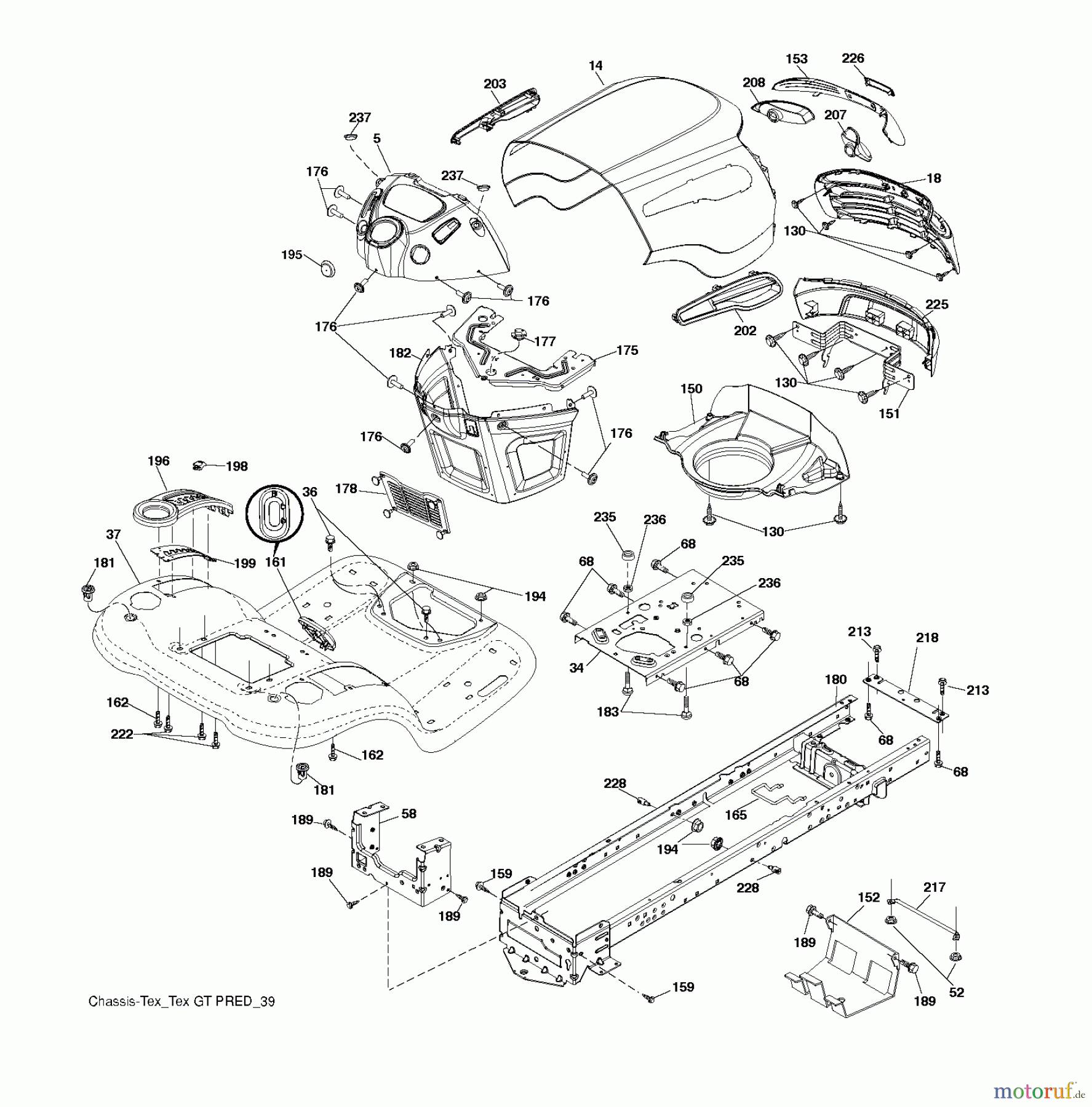 Jonsered Rasen und Garten Traktoren LT2223 A2 (96041014700) - Jonsered Lawn & Garden Tractor (2009-04) CHASSIS ENCLOSURES