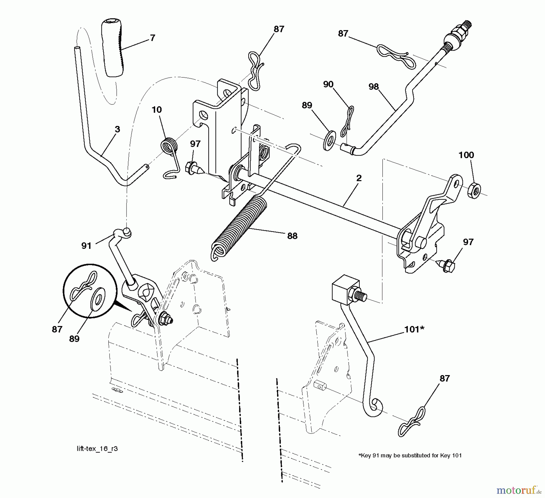  Jonsered Rasen  und Garten Traktoren LT2223 A2 (96041014700) - Jonsered Lawn & Garden Tractor (2009-04) MOWER LIFT / DECK LIFT