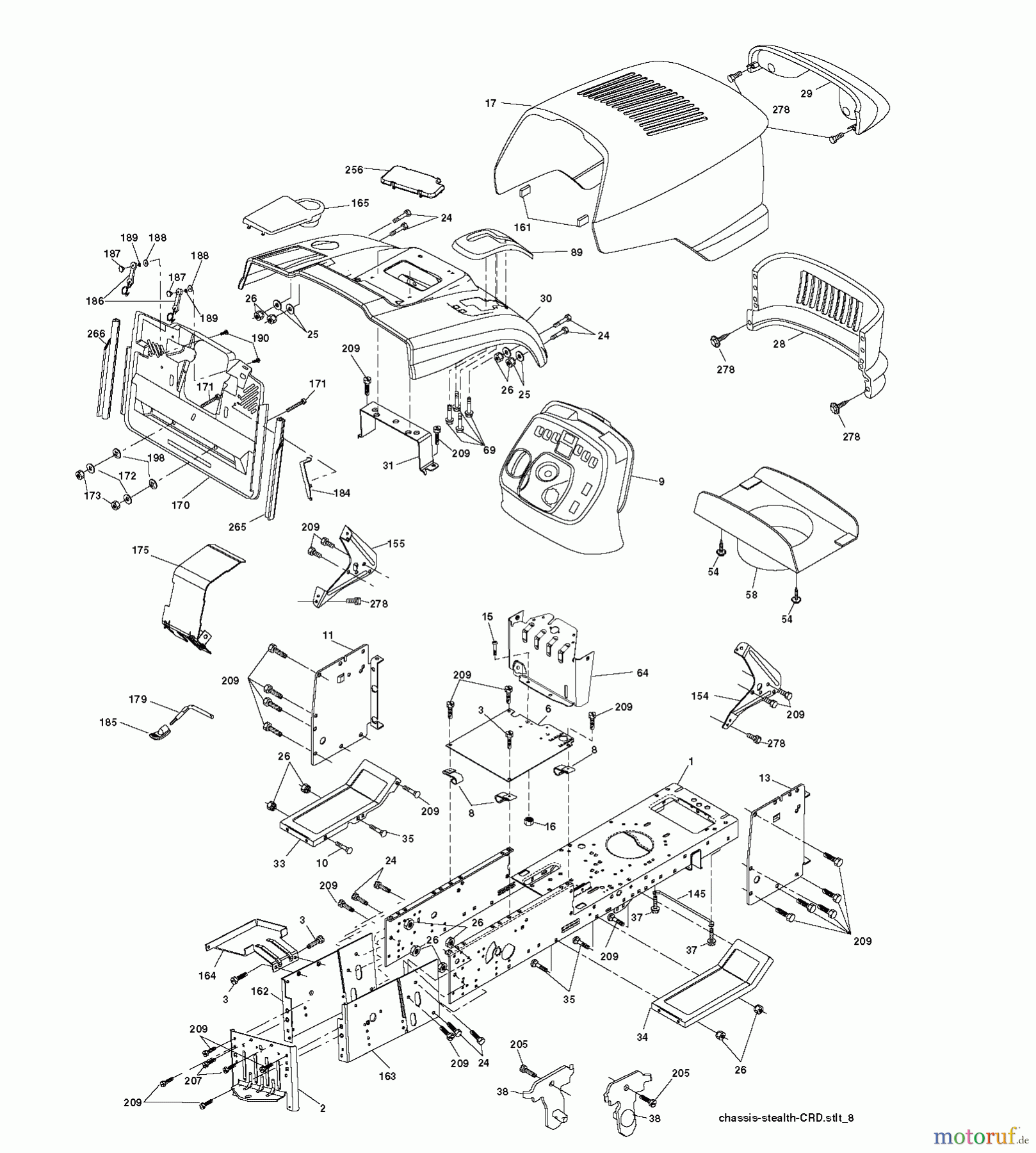 Jonsered Rasen und Garten Traktoren LT2223 CMA2 (96061024200) - Jonsered Lawn & Garden Tractor (2009-01) CHASSIS ENCLOSURES