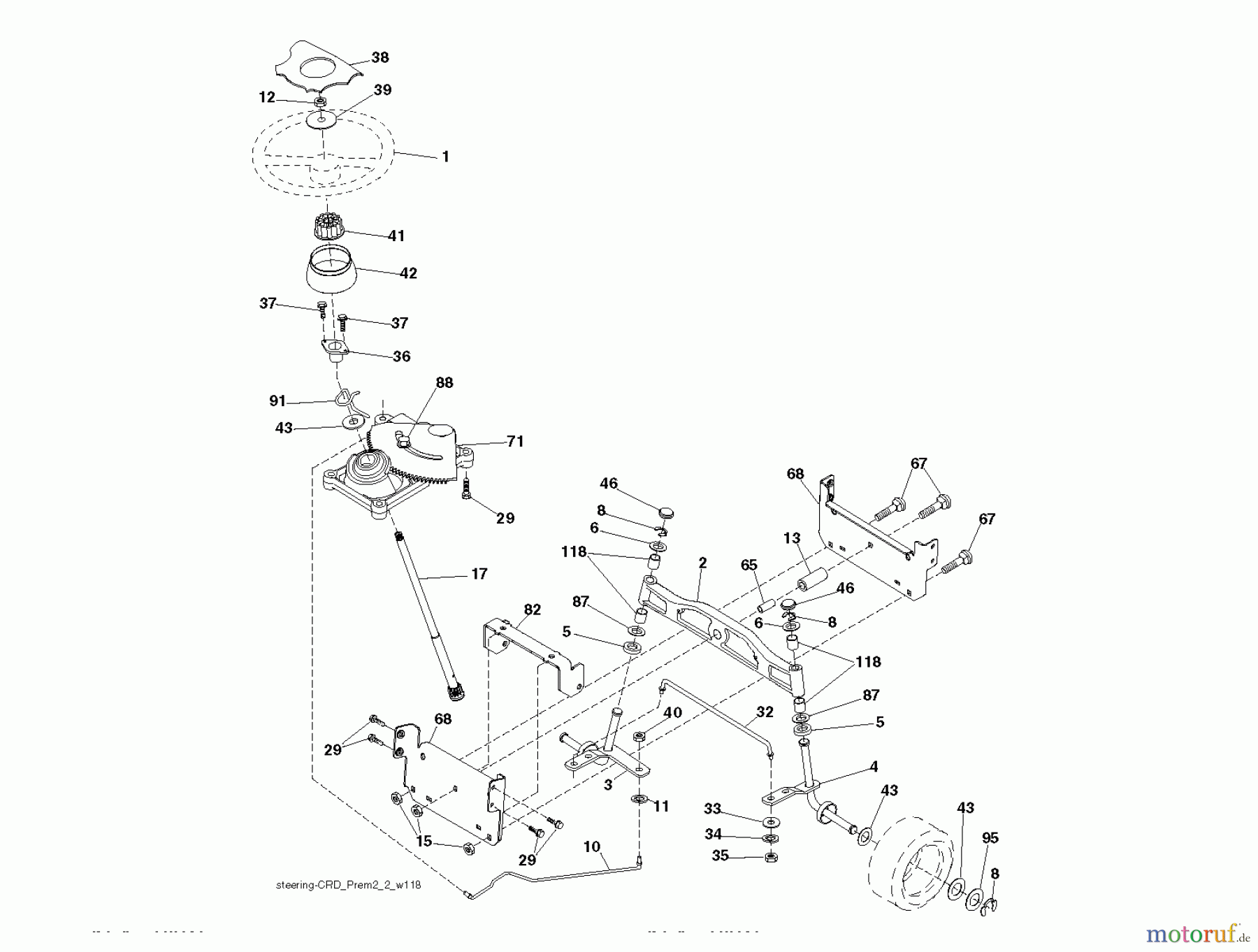 Jonsered Rasen und Garten Traktoren LT2223 CMA2 (96061024200) - Jonsered Lawn & Garden Tractor (2009-01) STEERING