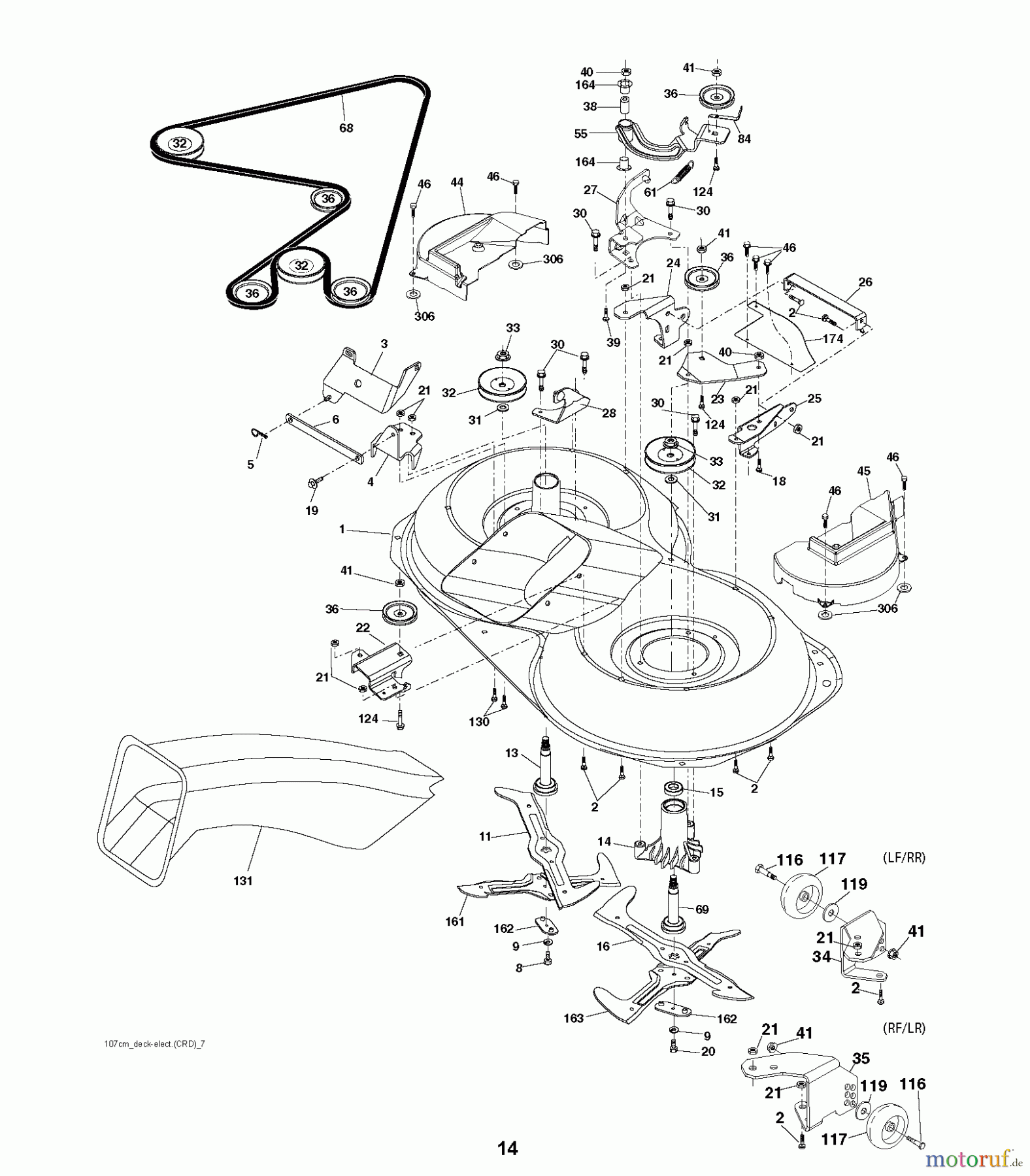 Jonsered Rasen und Garten Traktoren LT2223 CMA2 (96061024300) - Jonsered Lawn & Garden Tractor (2009-01) MOWER DECK / CUTTING DECK