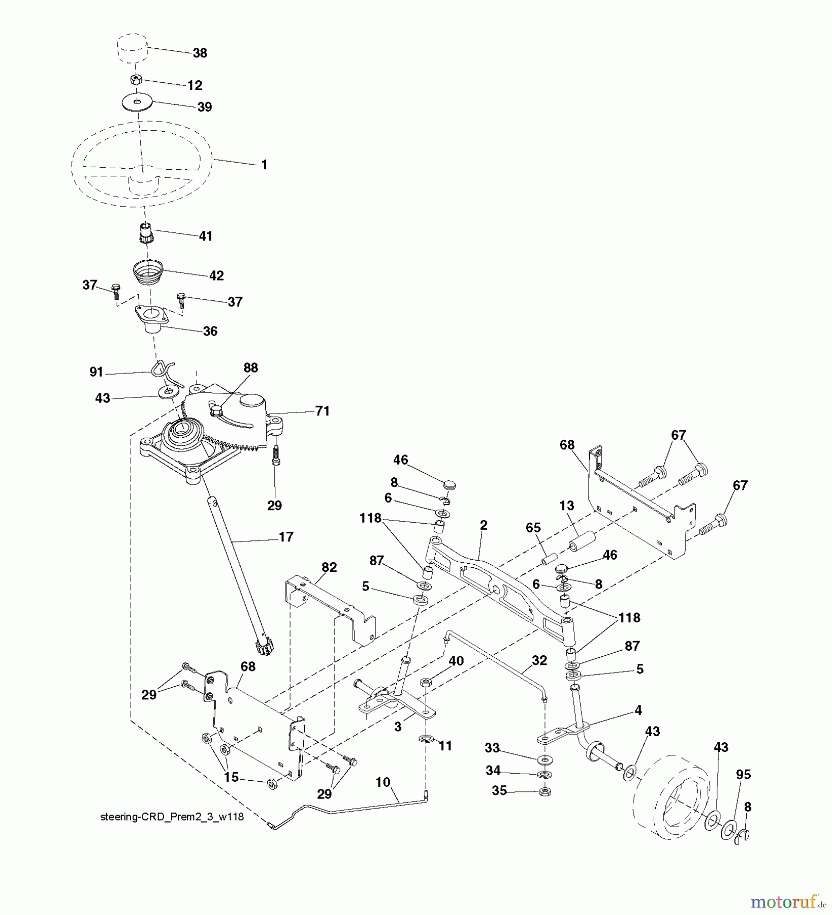 Jonsered Rasen und Garten Traktoren LT2223 CMA2 (96061024300) - Jonsered Lawn & Garden Tractor (2009-01) STEERING