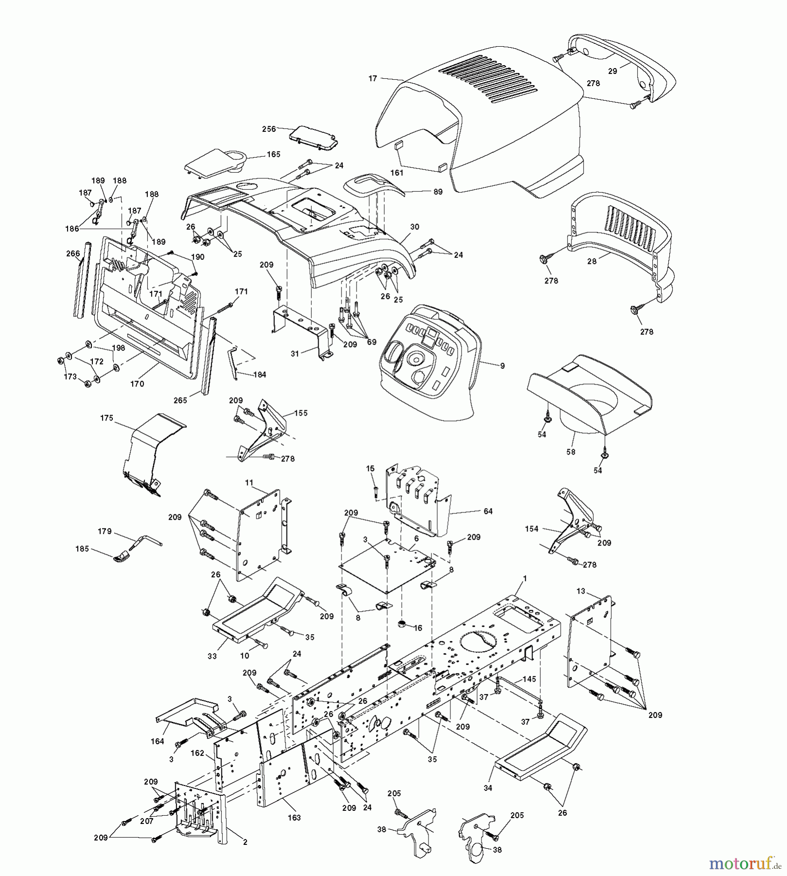 Jonsered Rasen und Garten Traktoren LT2223 CMA2 (96061026800) - Jonsered Lawn & Garden Tractor (2010-01) CHASSIS ENCLOSURES
