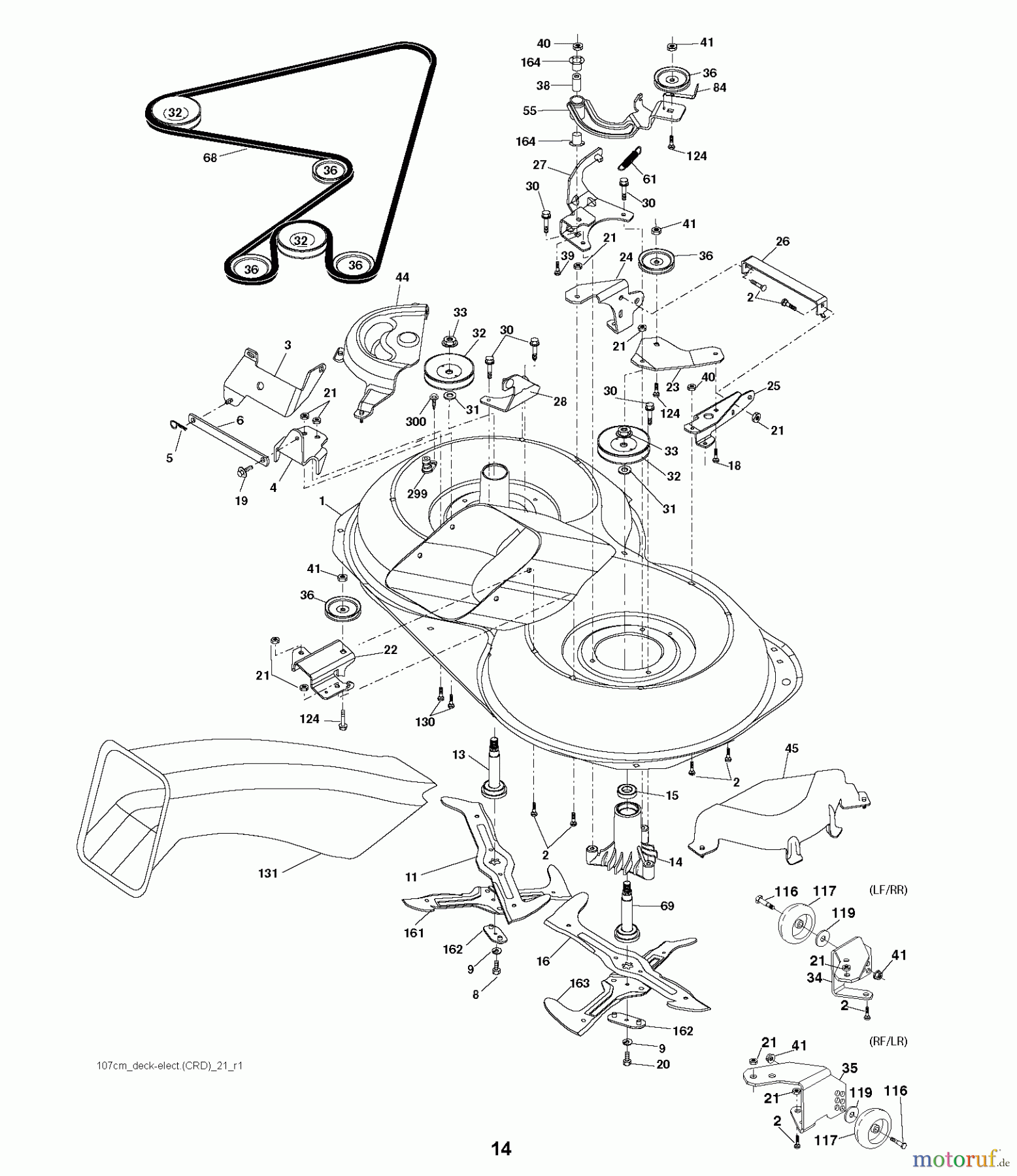 Jonsered Rasen und Garten Traktoren LT2223 CMA2 (96061026800) - Jonsered Lawn & Garden Tractor (2010-01) MOWER DECK / CUTTING DECK