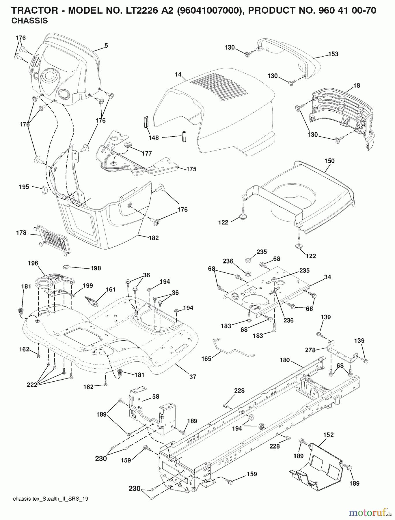  Jonsered Rasen  und Garten Traktoren LT2226 A2 (96041007000) - Jonsered Lawn & Garden Tractor (2008-02) CHASSIS ENCLOSURES