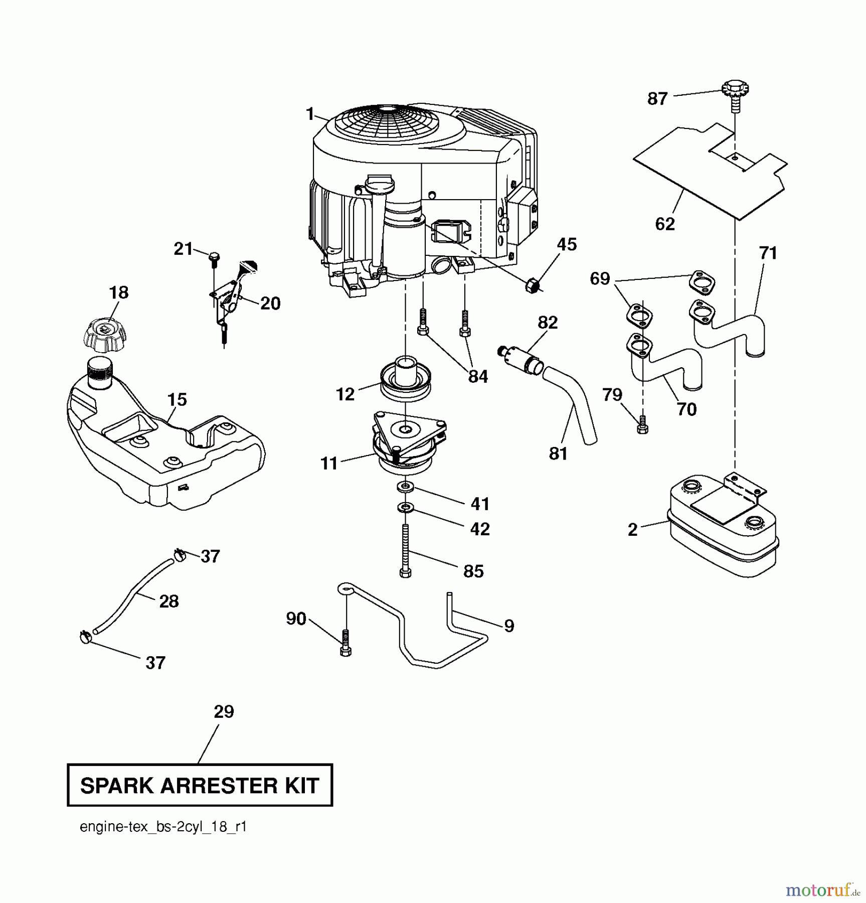  Jonsered Rasen  und Garten Traktoren LT2226 A2 (96041014500) - Jonsered Lawn & Garden Tractor (2009-04) ENGINE