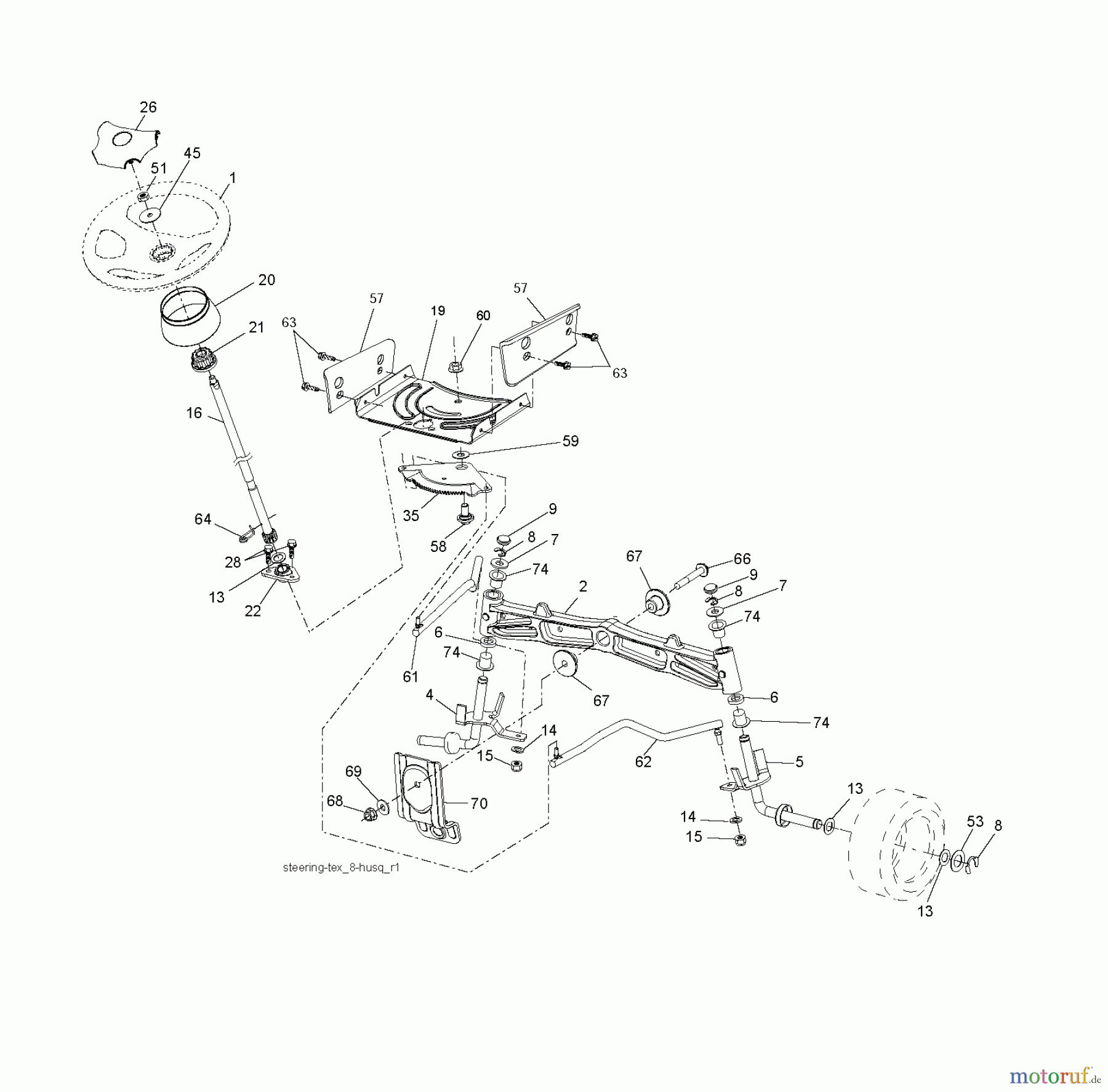 Jonsered Rasen und Garten Traktoren LT2226 A2 (96041014500) - Jonsered Lawn & Garden Tractor (2009-04) STEERING