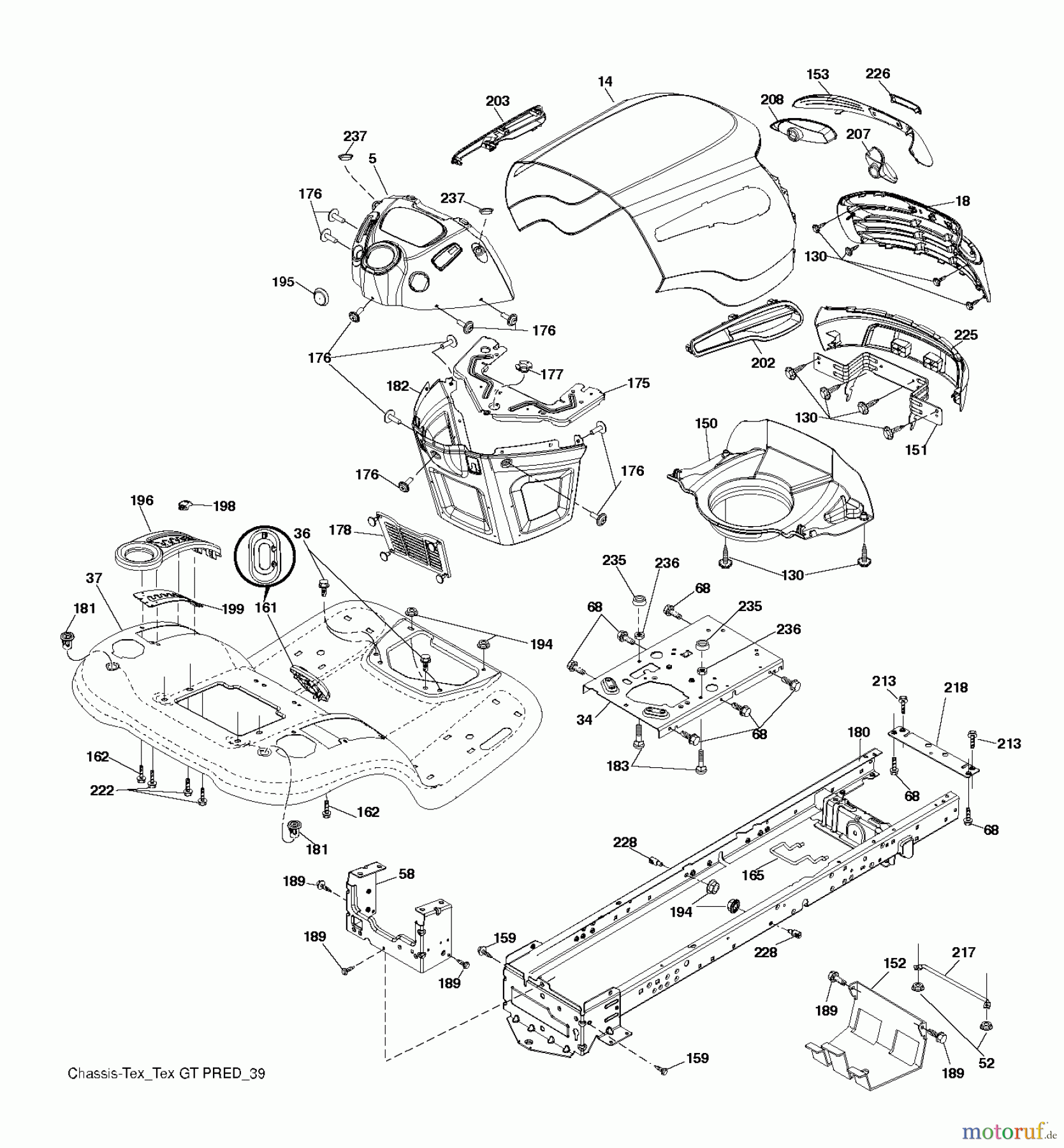 Jonsered Rasen und Garten Traktoren LT2226 A2 (96041014502) - Jonsered Lawn & Garden Tractor (2012-01) CHASSIS ENCLOSURES