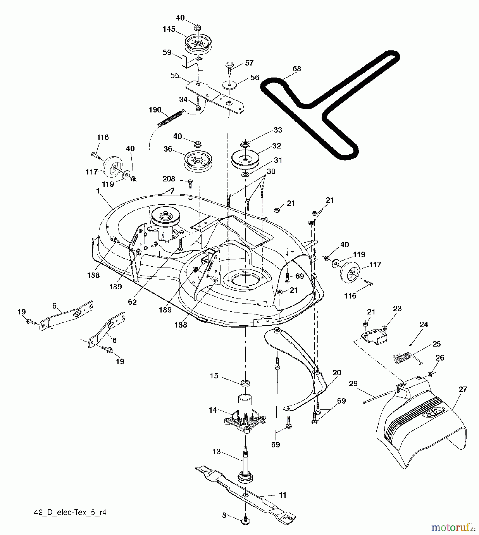 Jonsered Rasen und Garten Traktoren LT2226 A2 (96041014502) - Jonsered Lawn & Garden Tractor (2012-01) MOWER DECK / CUTTING DECK