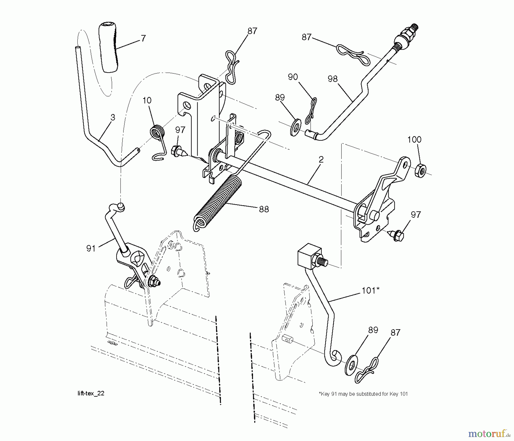  Jonsered Rasen  und Garten Traktoren LT2226 A2 (96041014502) - Jonsered Lawn & Garden Tractor (2012-01) MOWER LIFT / DECK LIFT