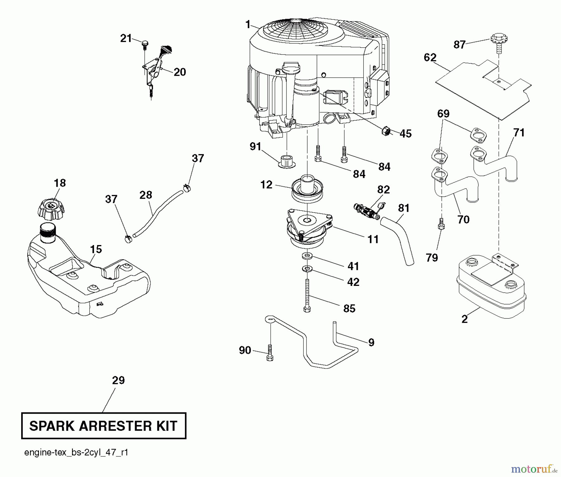 Jonsered Rasen und Garten Traktoren LT2226 A2 (96041014502) - Jonsered Lawn & Garden Tractor (2012-01) ENGINE