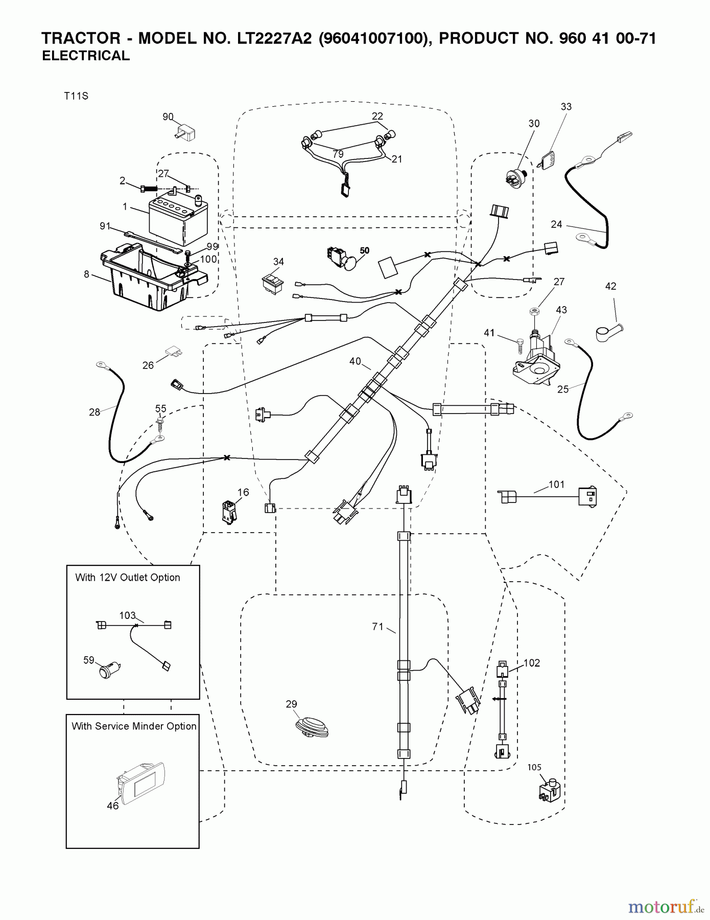 Jonsered Rasen und Garten Traktoren LT2227 A2 (96041007100) - Jonsered Lawn & Garden Tractor (2008-02) ELECTRICAL