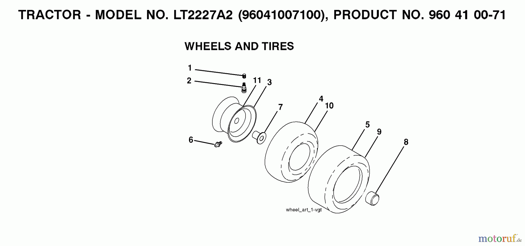 Jonsered Rasen und Garten Traktoren LT2227 A2 (96041007100) - Jonsered Lawn & Garden Tractor (2008-02) WHEELS TIRES