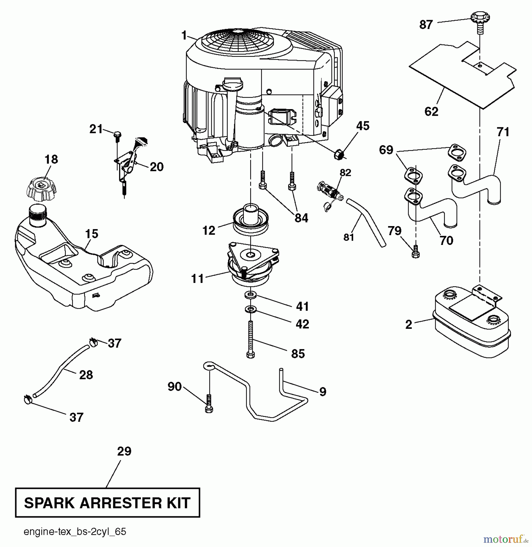 Jonsered Rasen und Garten Traktoren LT2227 A2 (96041014602) - Jonsered Lawn & Garden Tractor (2012-08) ENGINE