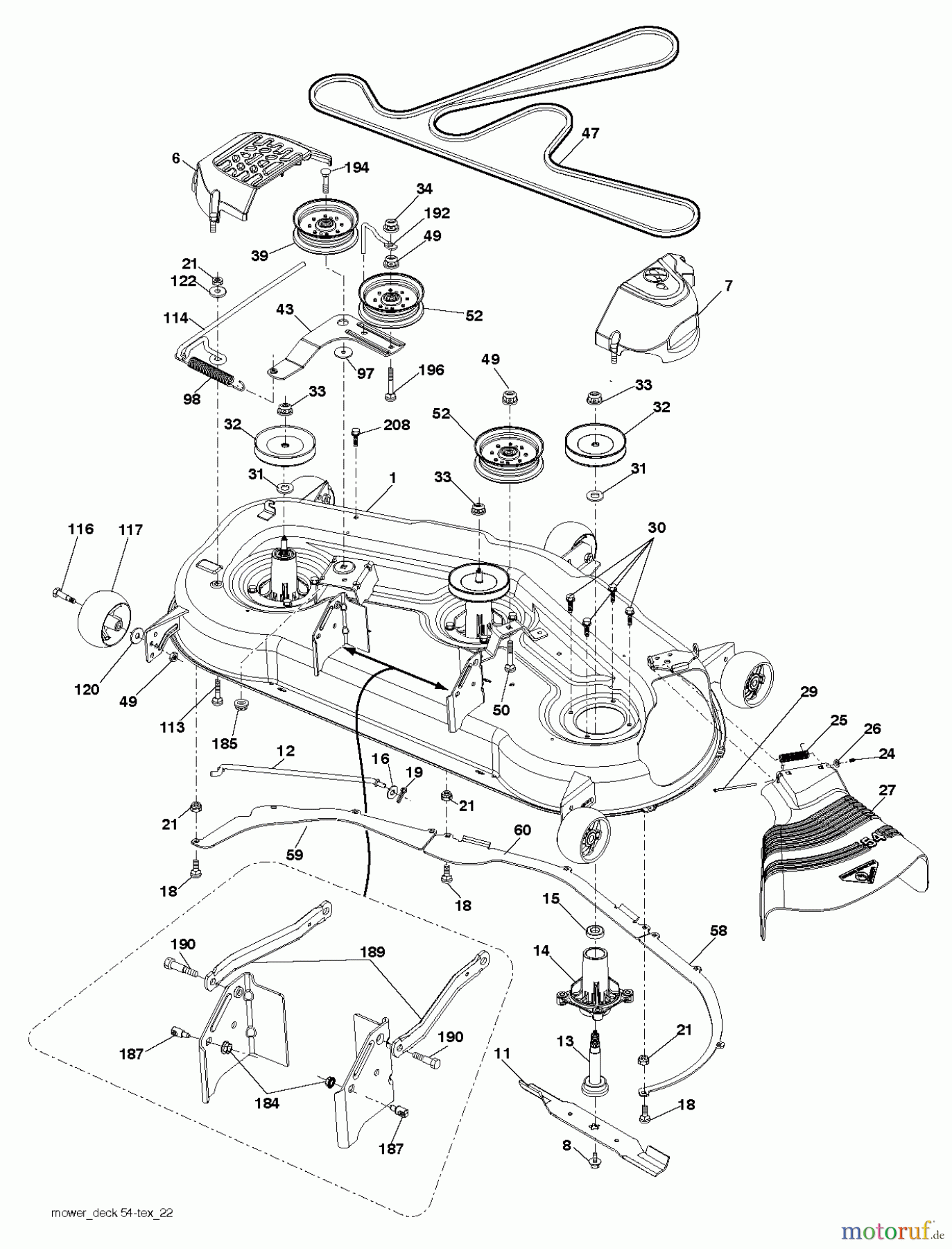 Jonsered Rasen und Garten Traktoren LT2227 A2 (96041014601) - Jonsered Lawn & Garden Tractor (2011-04) MOWER DECK / CUTTING DECK