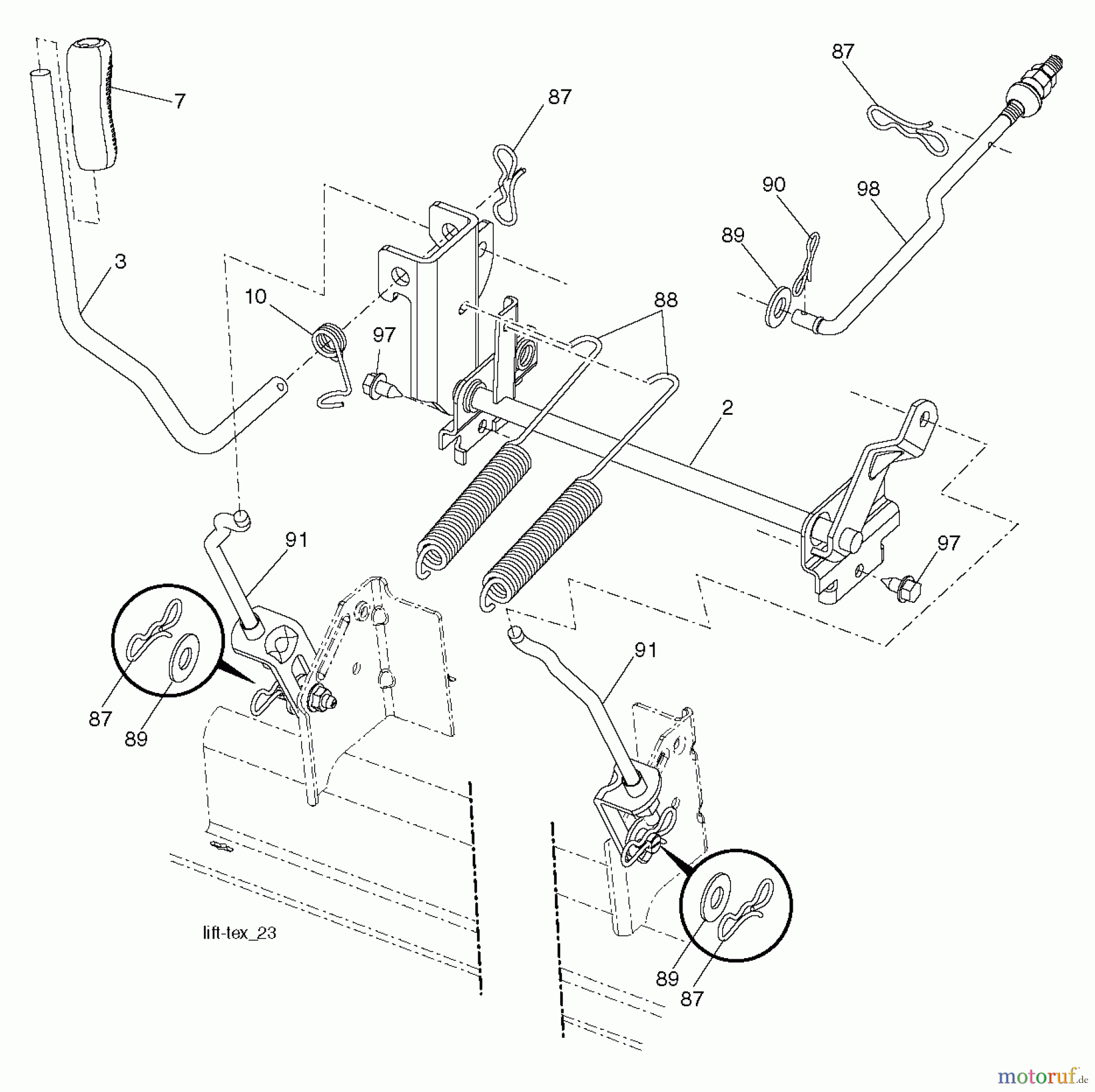  Jonsered Rasen  und Garten Traktoren LT2227 A2 (96041014602) - Jonsered Lawn & Garden Tractor (2012-08) MOWER LIFT / DECK LIFT