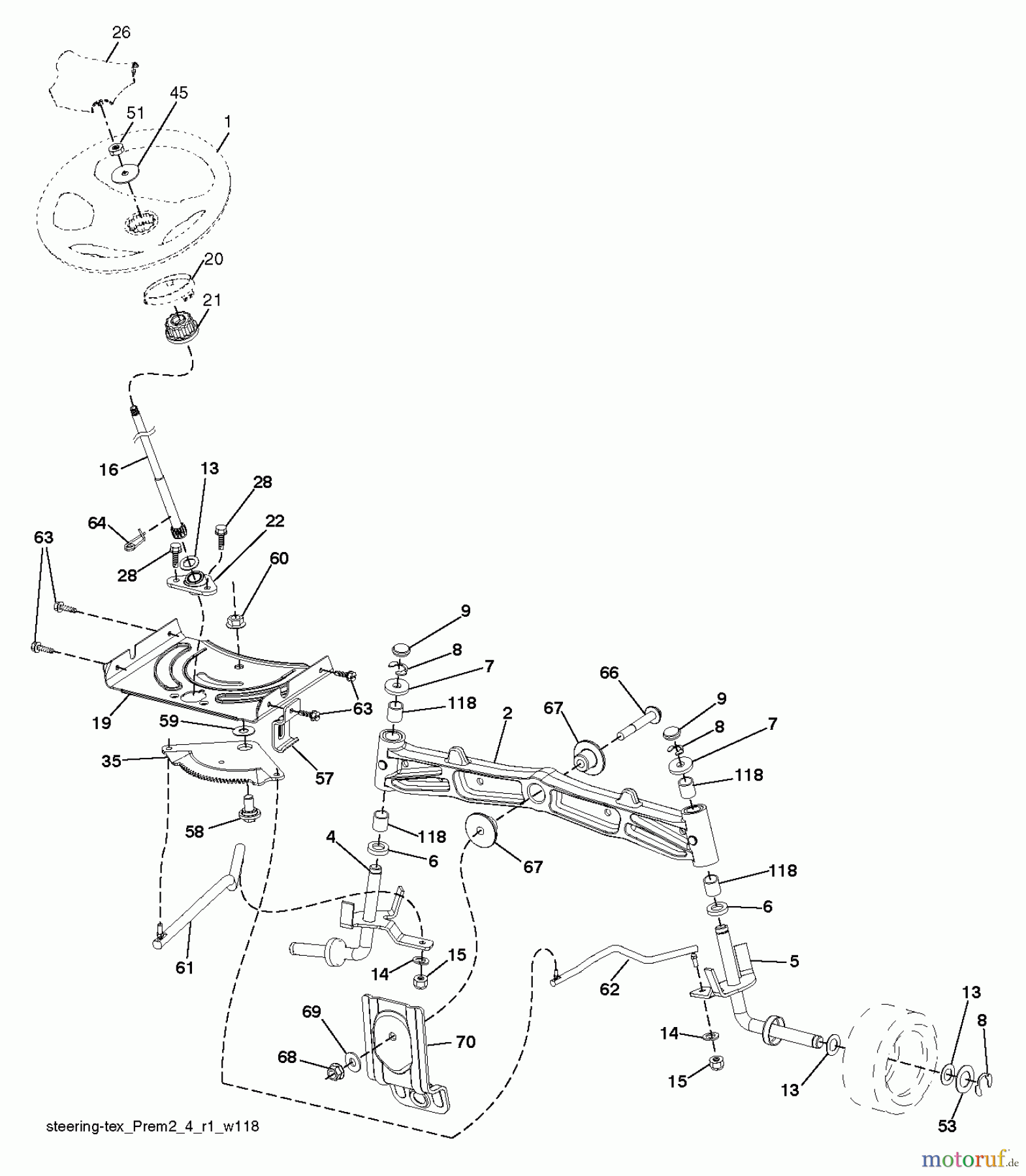 Jonsered Rasen und Garten Traktoren LT2227 A2 (96041014601) - Jonsered Lawn & Garden Tractor (2011-04) STEERING