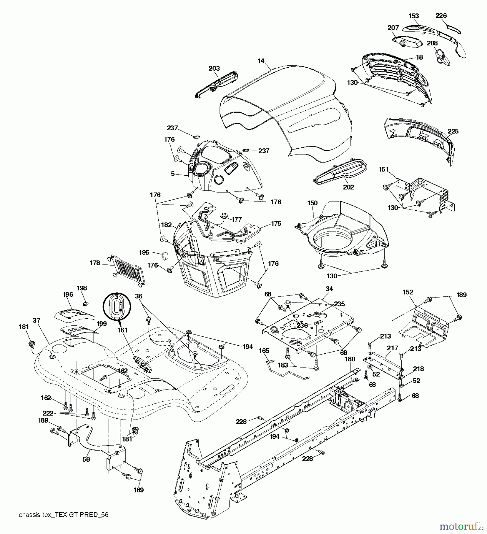 Jonsered Rasen und Garten Traktoren LT2227 A2 (96041014602) - Jonsered Lawn & Garden Tractor (2012-08) CHASSIS ENCLOSURES