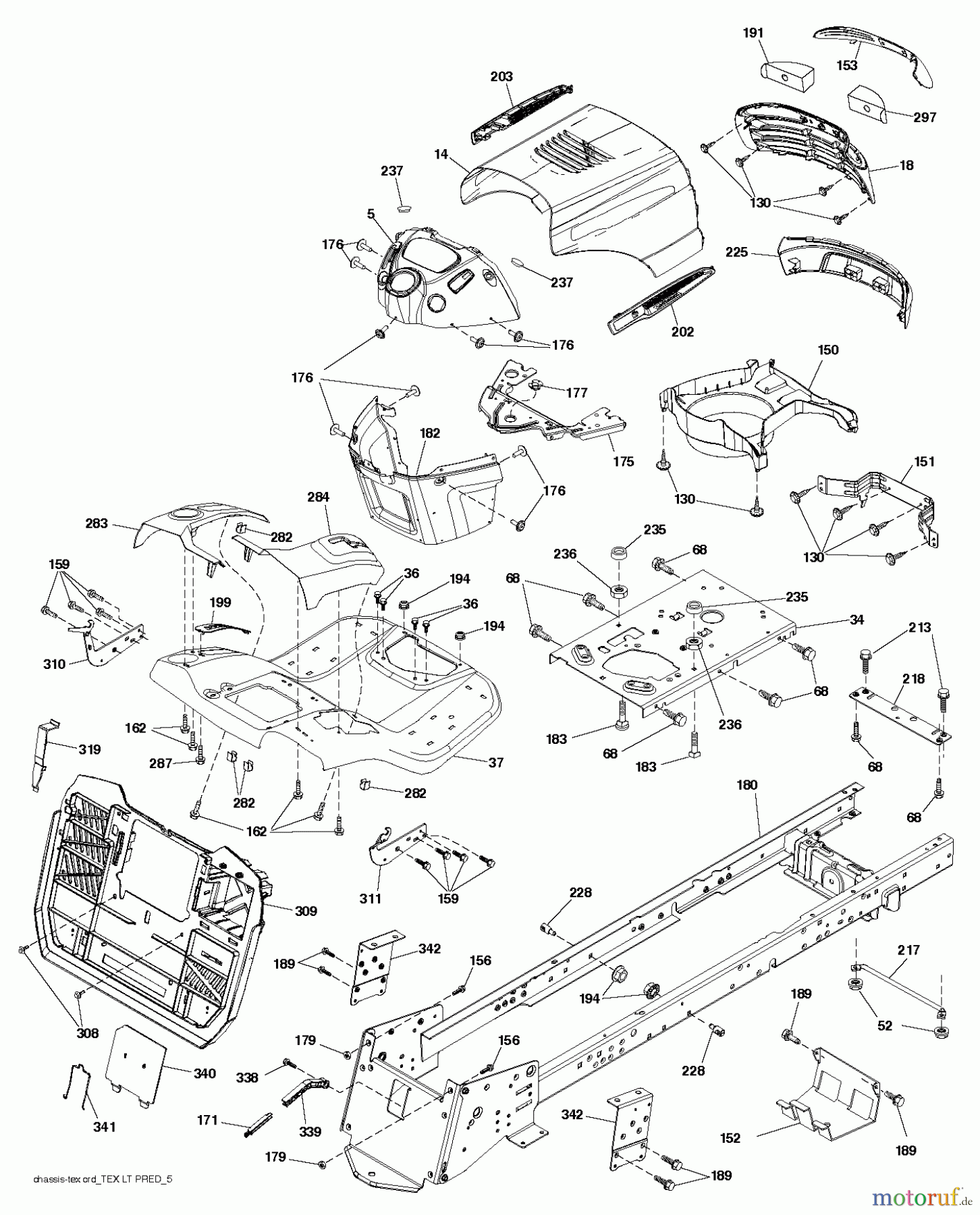 Jonsered Rasen und Garten Traktoren LT2316 CM (96051000400) - Jonsered Lawn & Garden Tractor (2010-12) CHASSIS ENCLOSURES