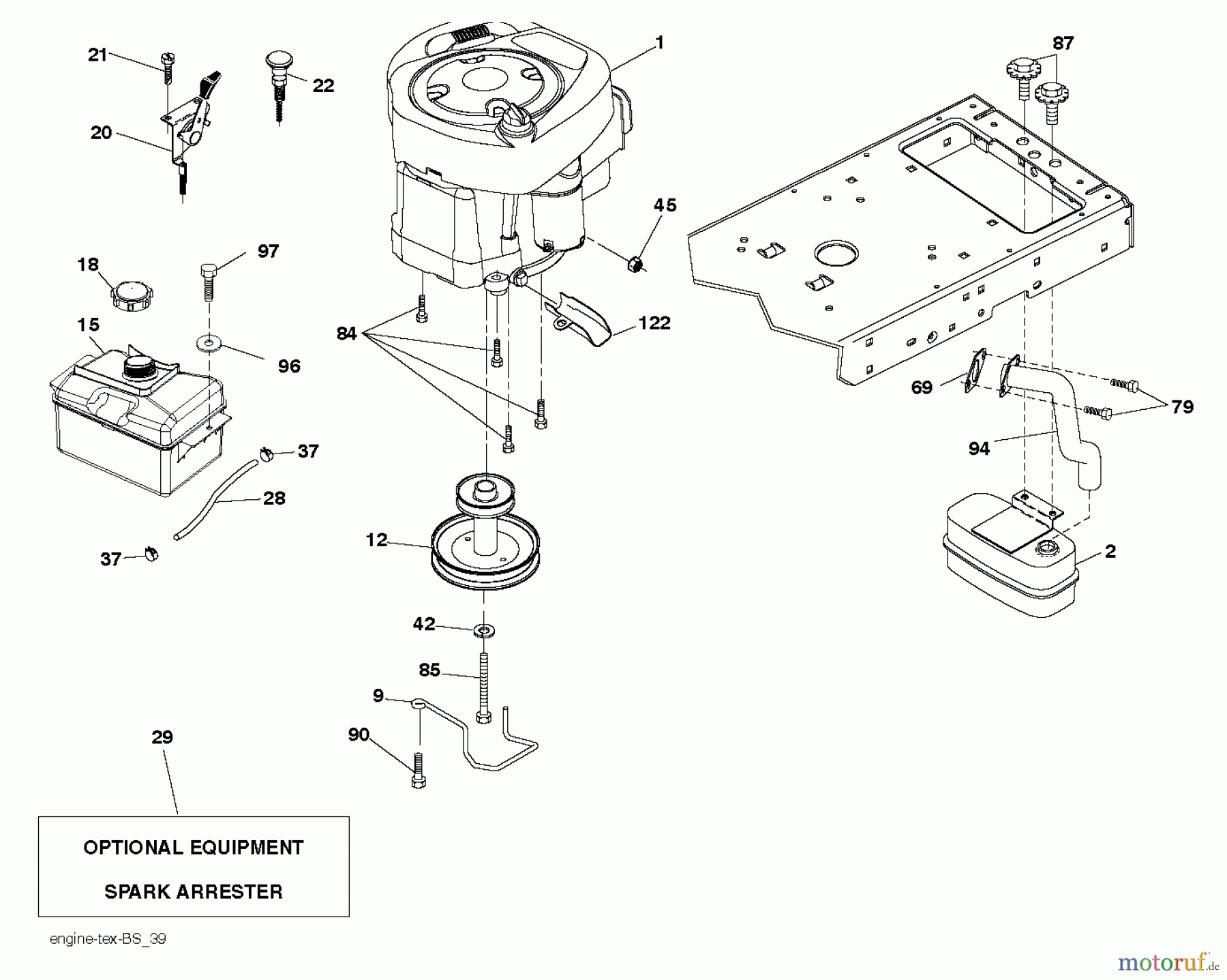 Jonsered Rasen und Garten Traktoren LT2316 CM (96051000402) - Jonsered Lawn & Garden Tractor (2012-08) ENGINE