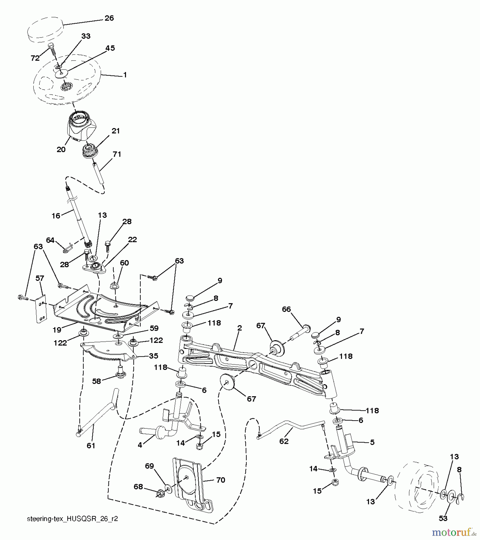 Jonsered Rasen und Garten Traktoren LT2316 CM (96051000402) - Jonsered Lawn & Garden Tractor (2012-08) STEERING