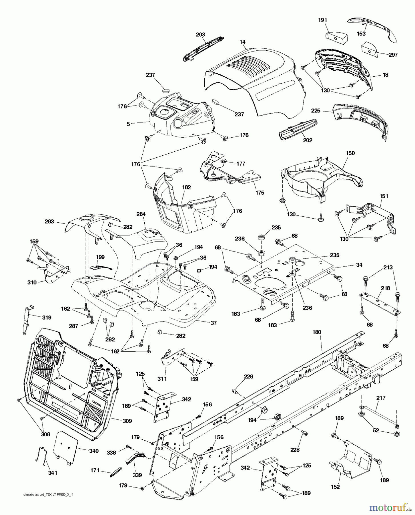 Jonsered Rasen und Garten Traktoren LT2316 CM (96051002000) - Jonsered Lawn & Garden Tractor (2011-03) CHASSIS ENCLOSURES