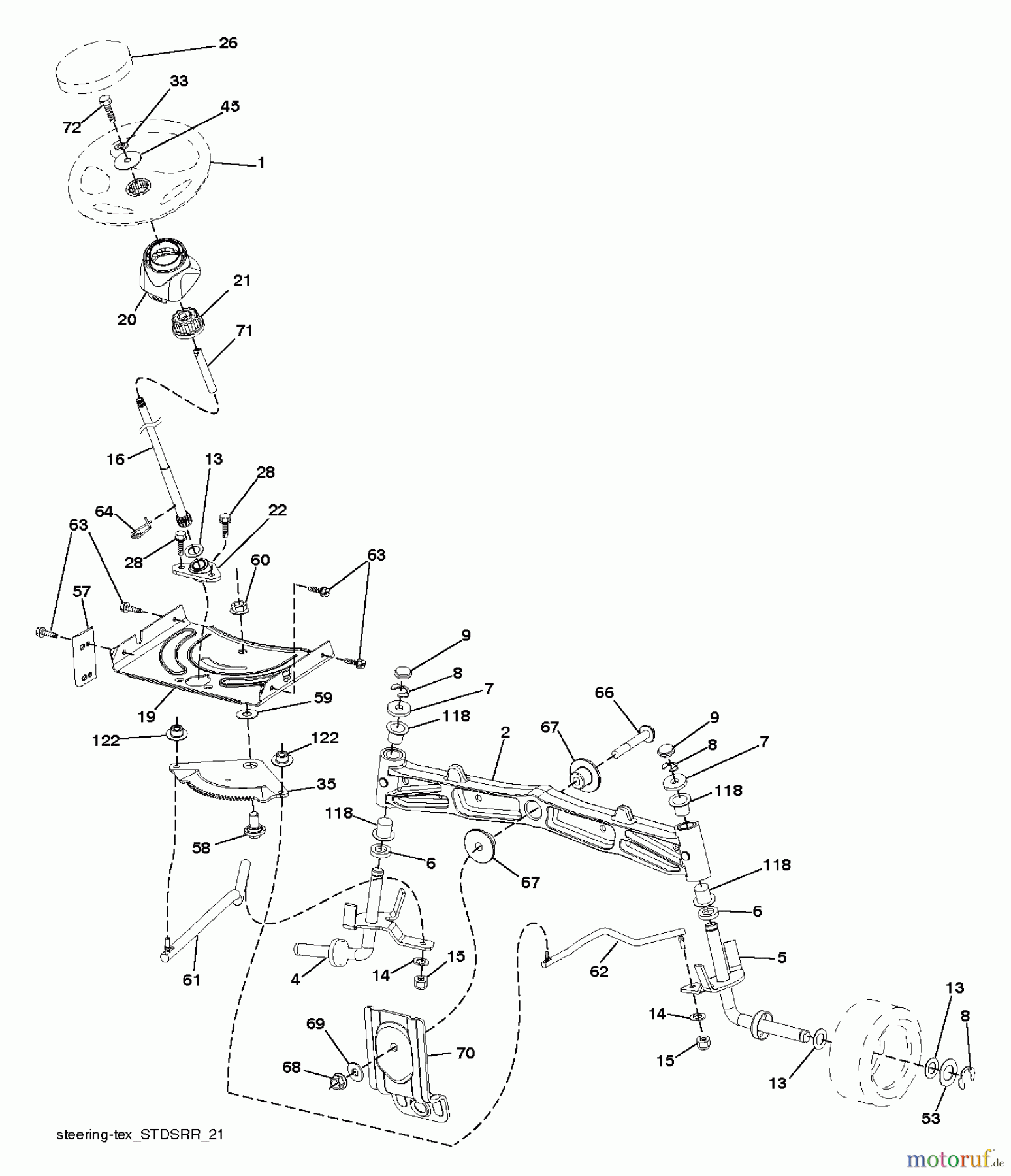 Jonsered Rasen und Garten Traktoren LT2316 CM (96051002001) - Jonsered Lawn & Garden Tractor (2011-07) STEERING