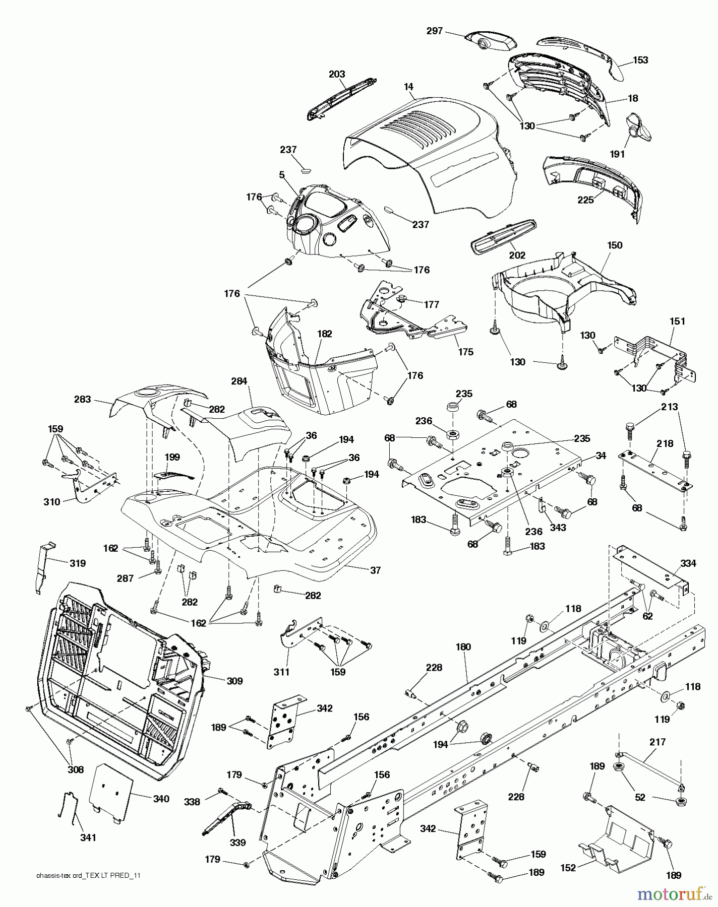 Jonsered Rasen und Garten Traktoren LT2316 CM (96051002002) - Jonsered Lawn & Garden Tractor (2012-08) CHASSIS ENCLOSURES
