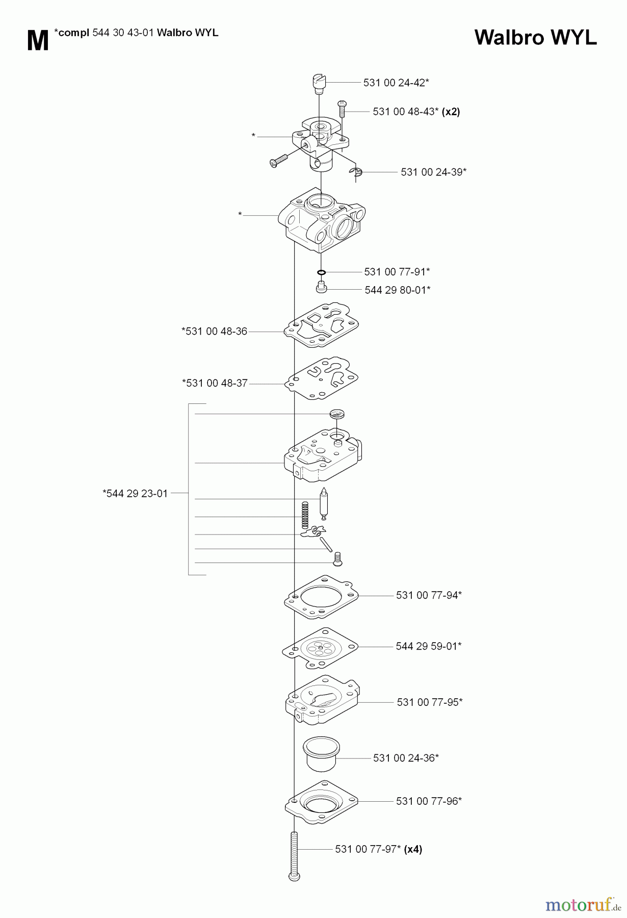 Jonsered Heckenscheren HT2124 (HT2124T) - Jonsered Hedge Trimmer (2007-01) CARBURETOR DETAILS