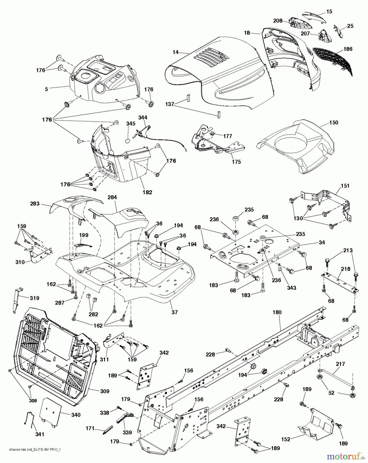  Jonsered Rasen  und Garten Traktoren LT2316 CMA2 (96051002200) - Jonsered Lawn & Garden Tractor (2011-01) CHASSIS ENCLOSURES
