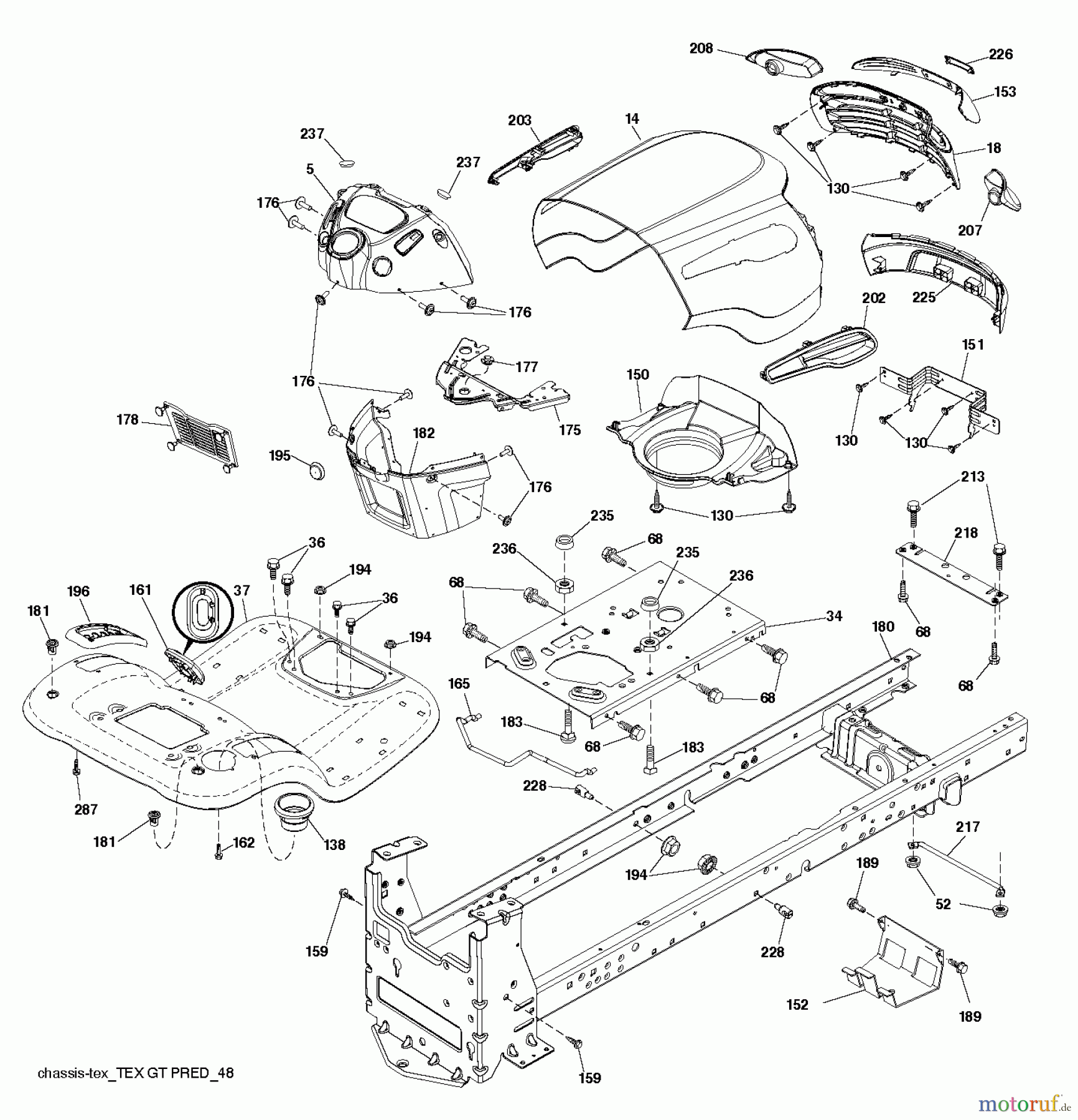 Jonsered Rasen und Garten Traktoren LT2317 A2 (96041026000) - Jonsered Lawn & Garden Tractor (2011-11) CHASSIS ENCLOSURES