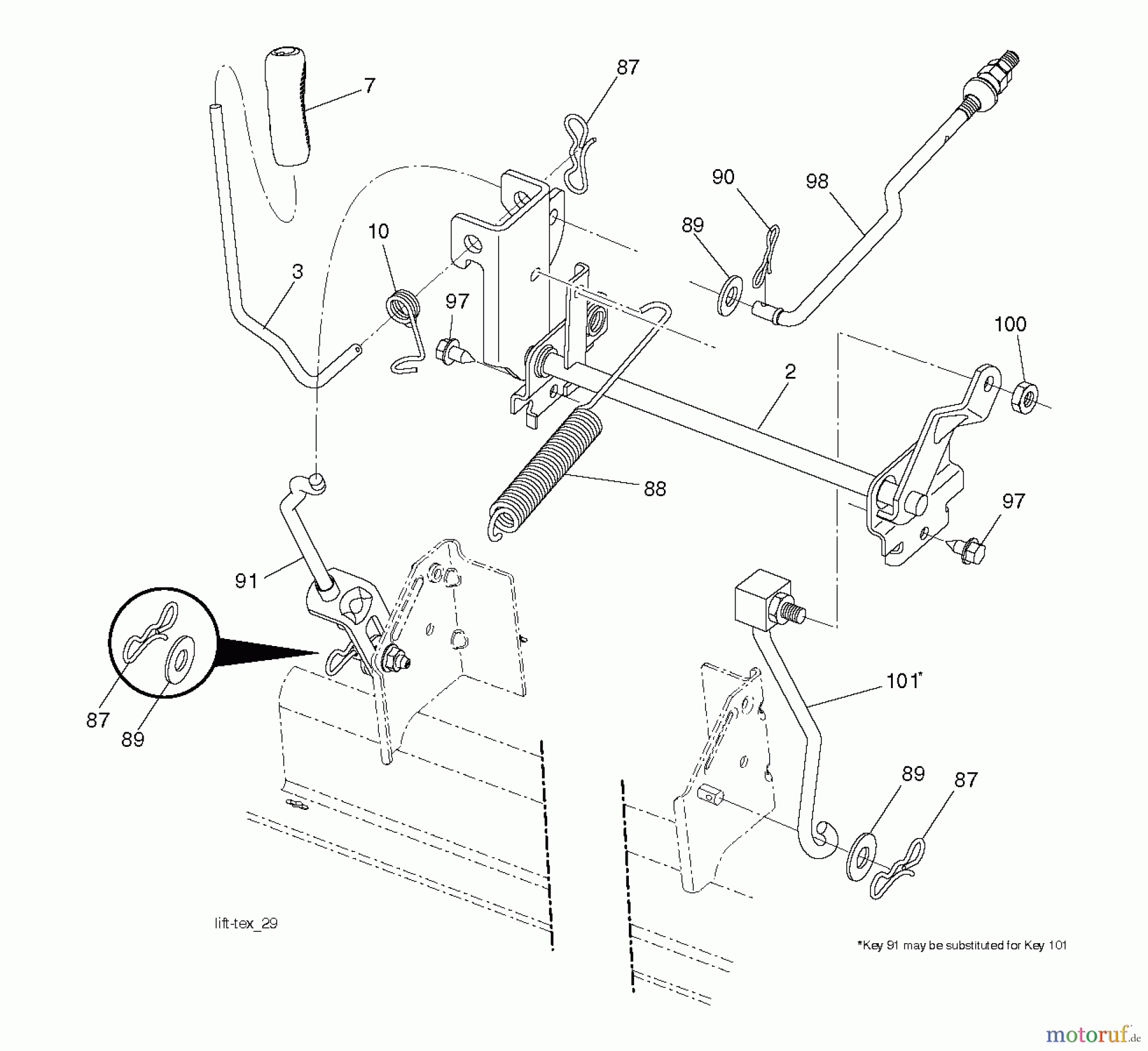 Jonsered Rasen und Garten Traktoren LT2317 A2 (96041026000) - Jonsered Lawn & Garden Tractor (2011-11) MOWER LIFT / DECK LIFT