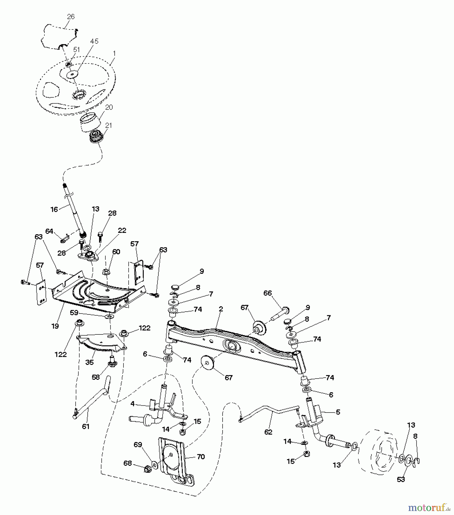 Jonsered Rasen und Garten Traktoren LT2317 A2 (96041026000) - Jonsered Lawn & Garden Tractor (2011-11) STEERING