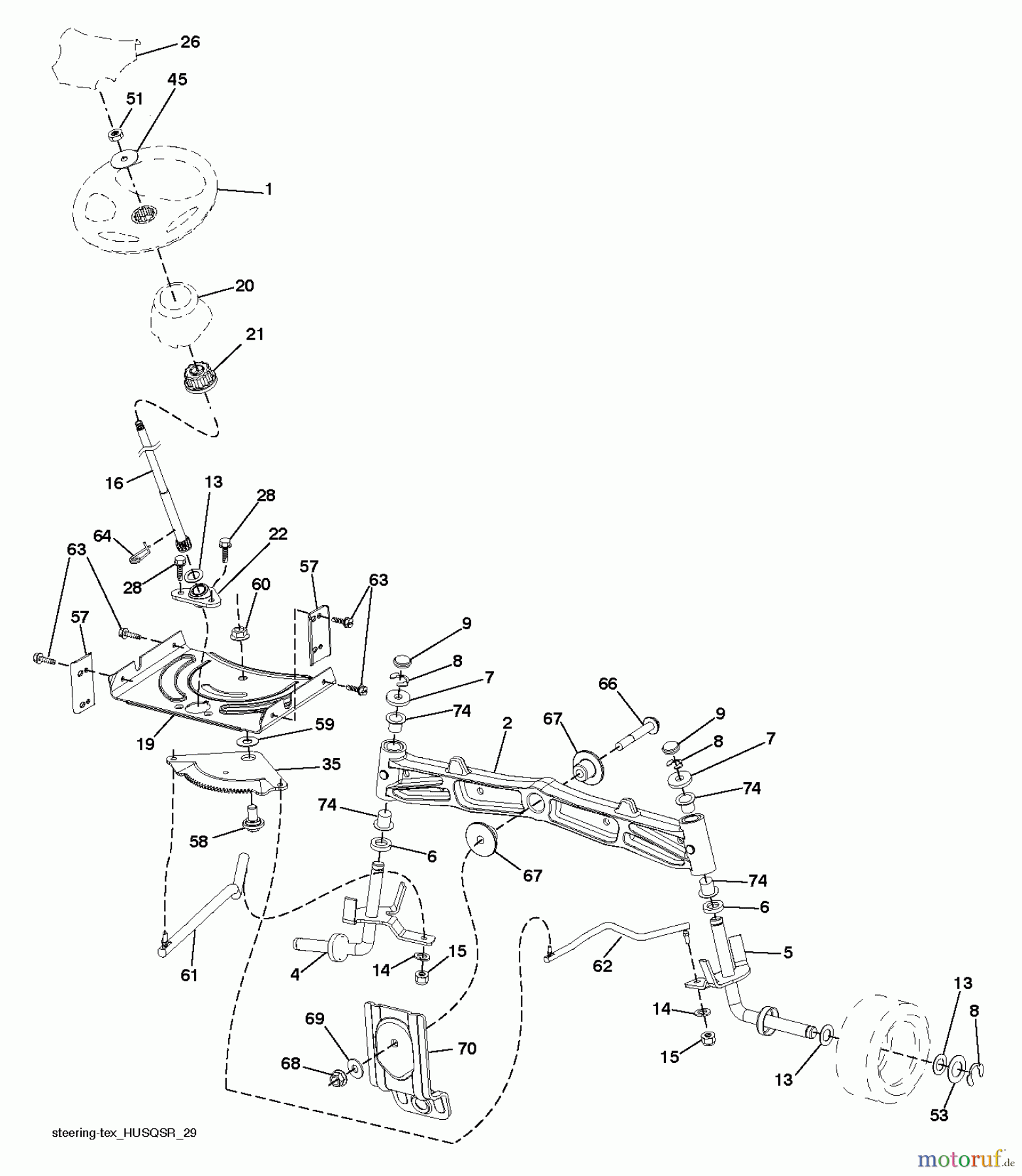 Jonsered Rasen und Garten Traktoren LT2317 A2 (96041026100) - Jonsered Lawn & Garden Tractor (2011-09) STEERING