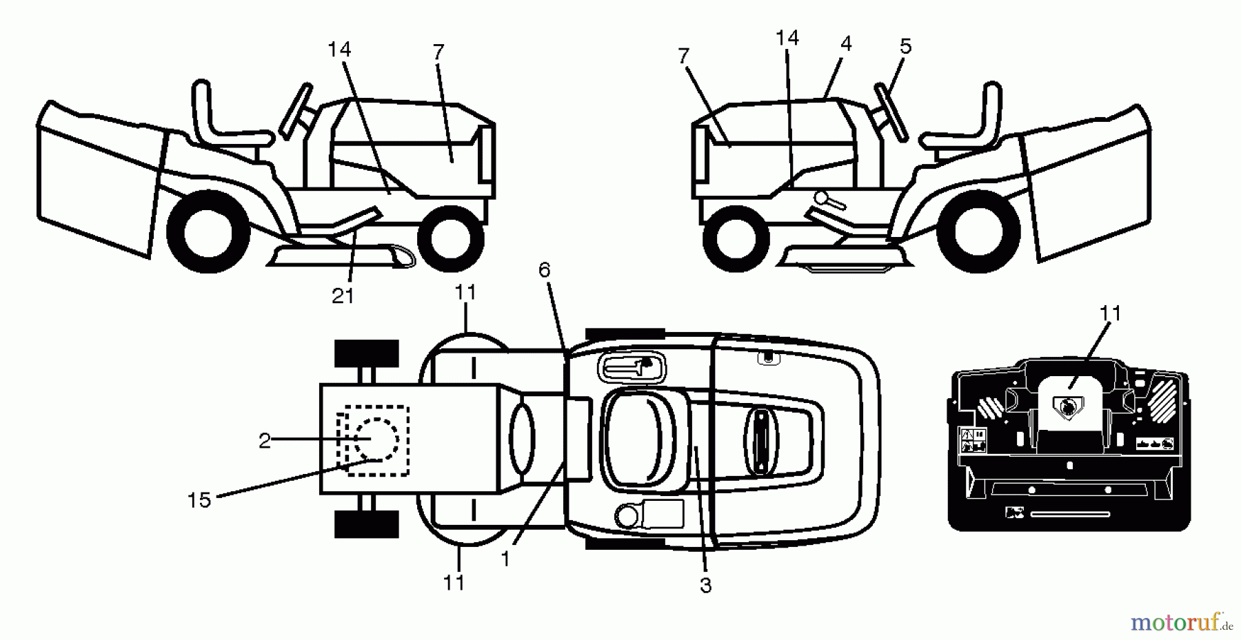 Jonsered Rasen und Garten Traktoren LT2317 CMA (96051000501) - Jonsered Lawn & Garden Tractor (2011-08) DECALS
