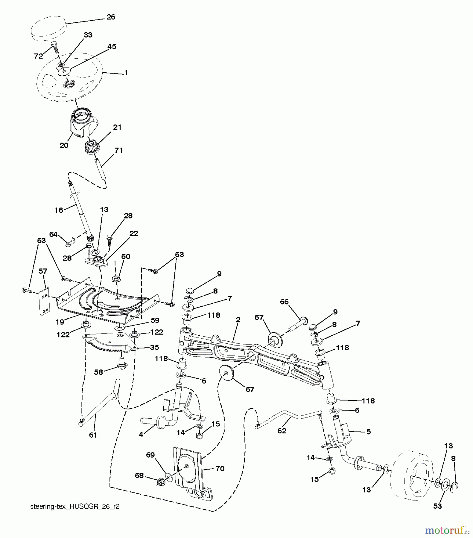 Jonsered Rasen und Garten Traktoren LT2317 CMA (96051000501) - Jonsered Lawn & Garden Tractor (2011-08) STEERING