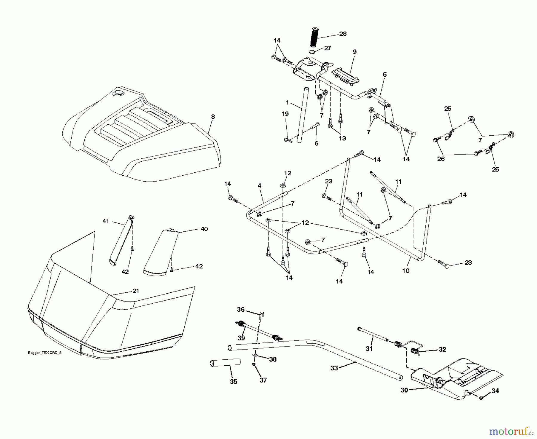Jonsered Rasen und Garten Traktoren LT2317 CMA (96051002100) - Jonsered Lawn & Garden Tractor (2011-01) BAGGER