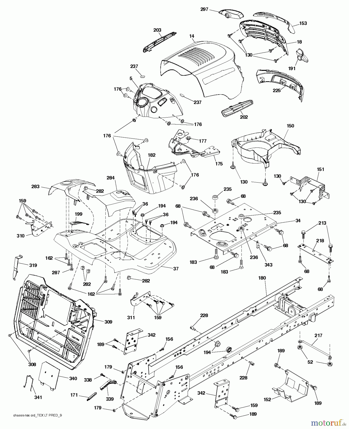 Jonsered Rasen und Garten Traktoren LT2317 CMA (96051002100) - Jonsered Lawn & Garden Tractor (2011-01) CHASSIS ENCLOSURES