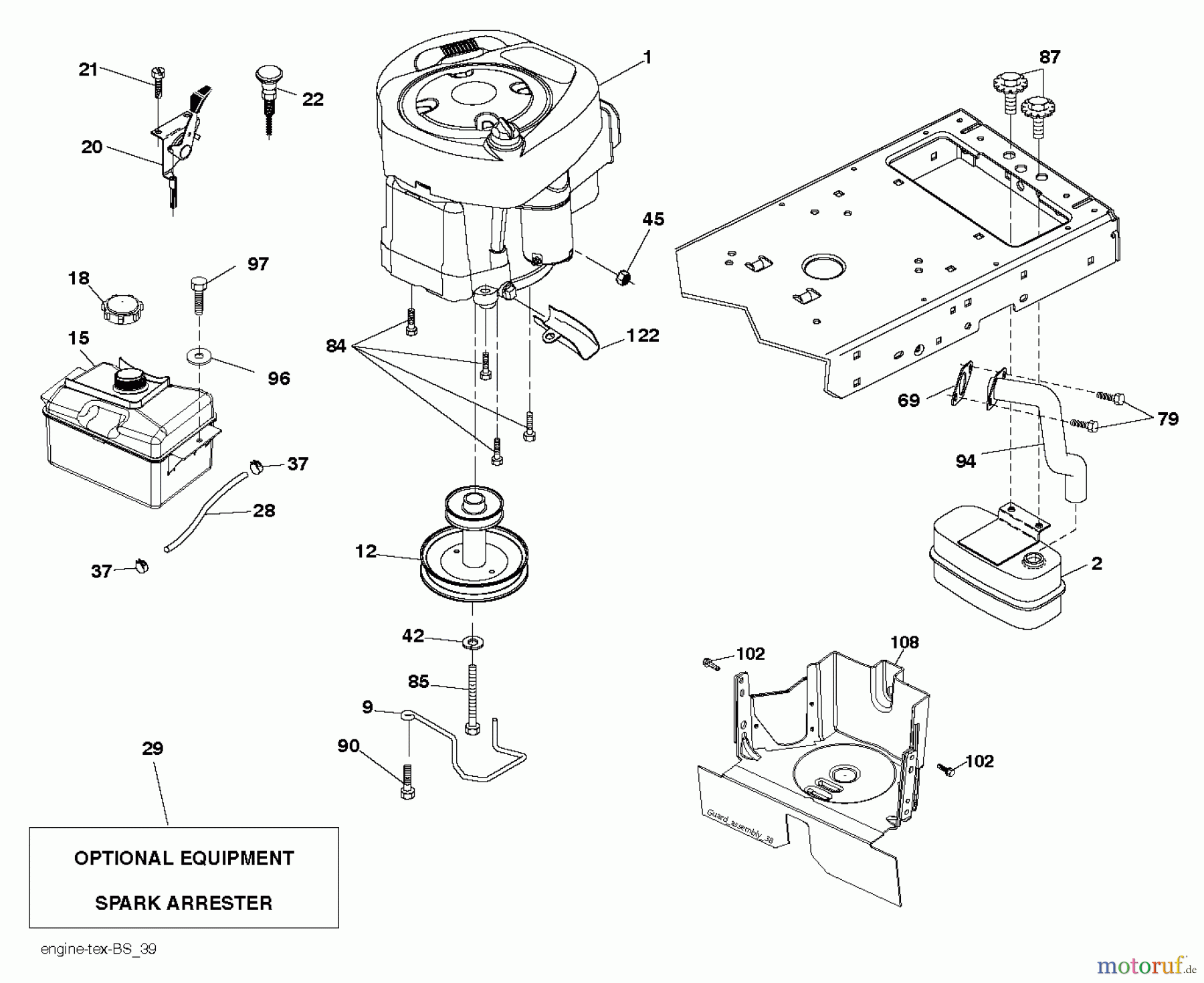 Jonsered Rasen und Garten Traktoren LT2317 CMA (96051002100) - Jonsered Lawn & Garden Tractor (2011-01) ENGINE
