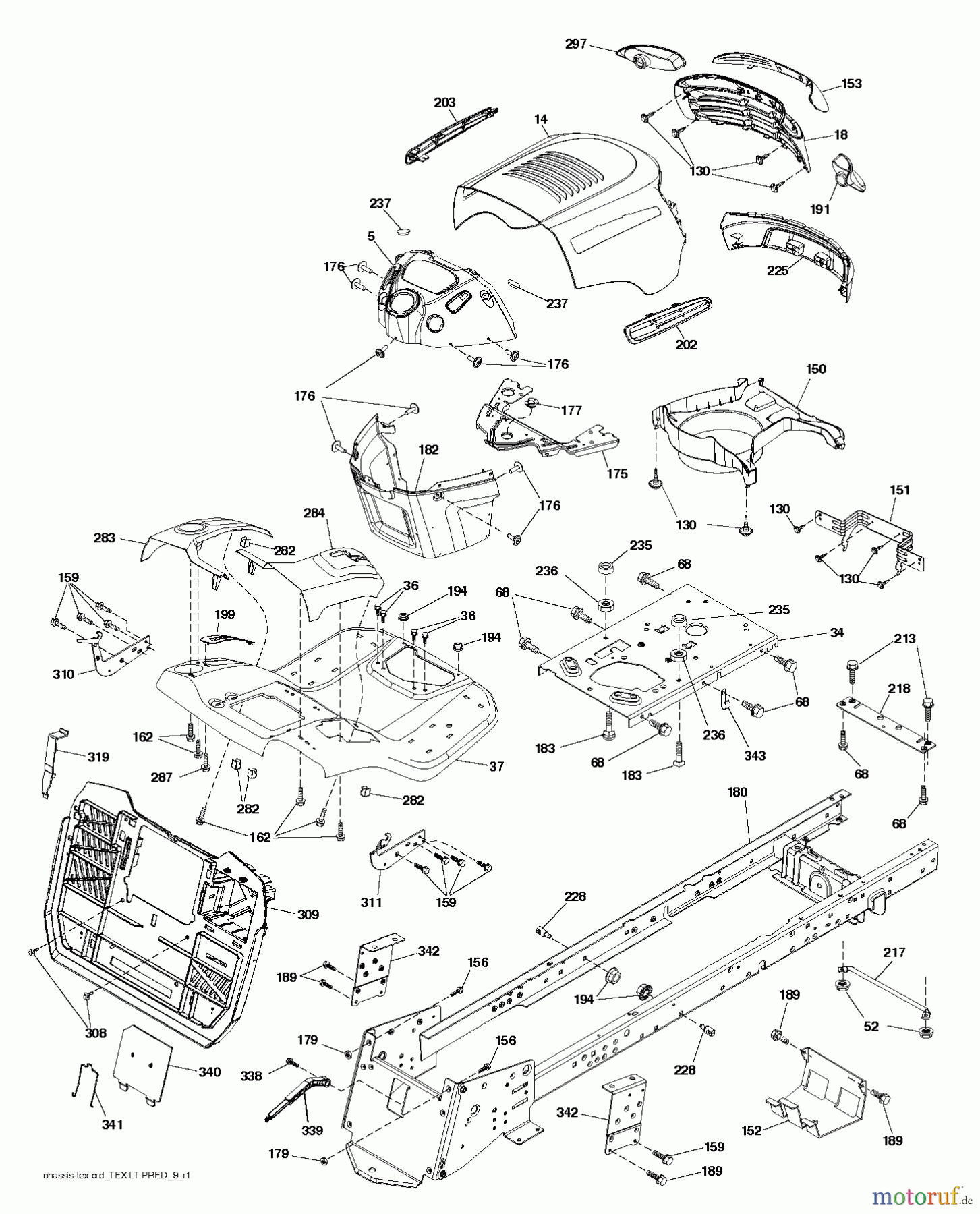 Jonsered Rasen und Garten Traktoren LT2317 CMA (96051002101) - Jonsered Lawn & Garden Tractor (2011-07) CHASSIS ENCLOSURES