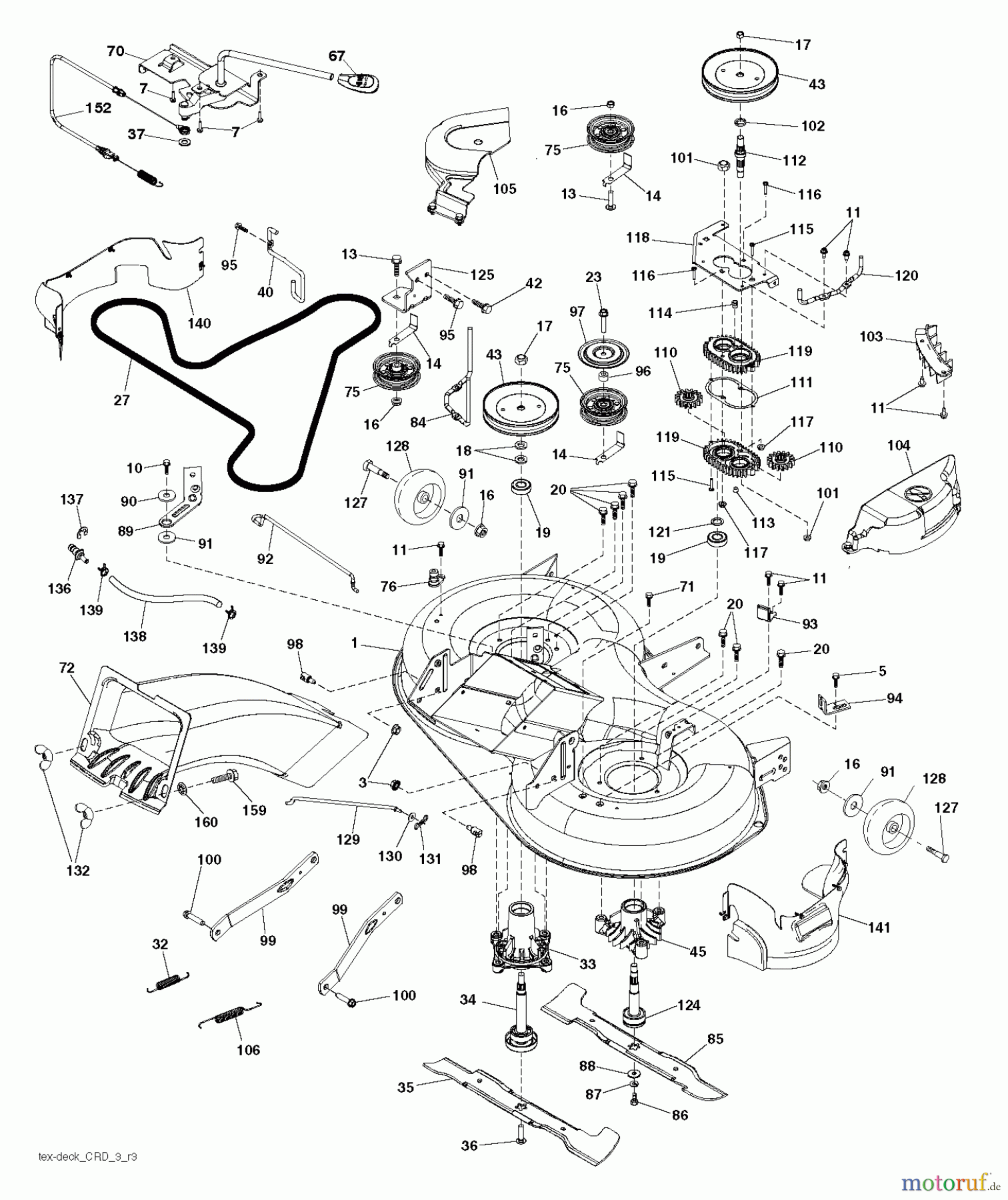 Jonsered Rasen und Garten Traktoren LT2317 CMA (96051002101) - Jonsered Lawn & Garden Tractor (2011-07) MOWER DECK / CUTTING DECK