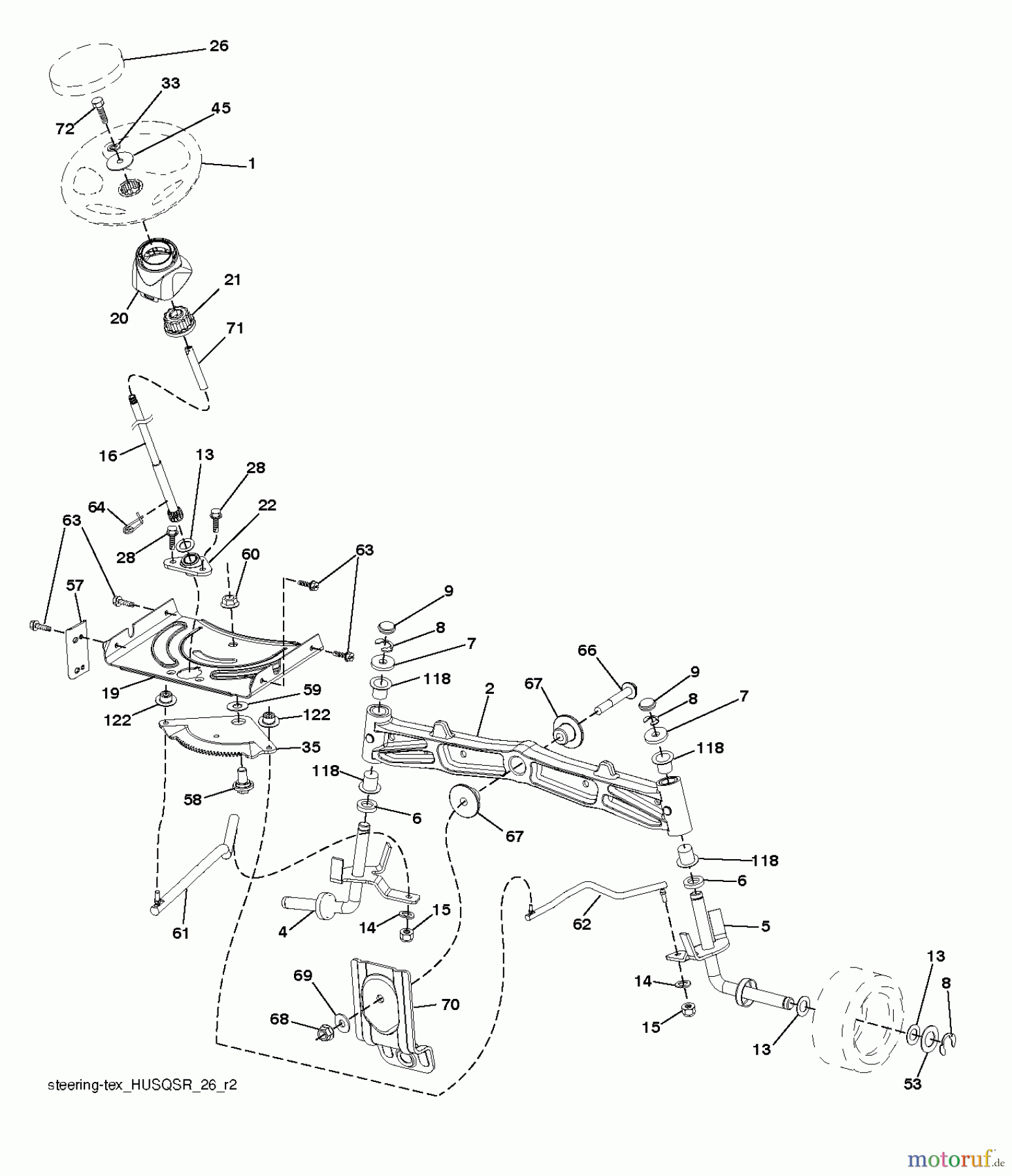 Jonsered Rasen und Garten Traktoren LT2317 CMA (96051002102) - Jonsered Lawn & Garden Tractor (2012-08) STEERING