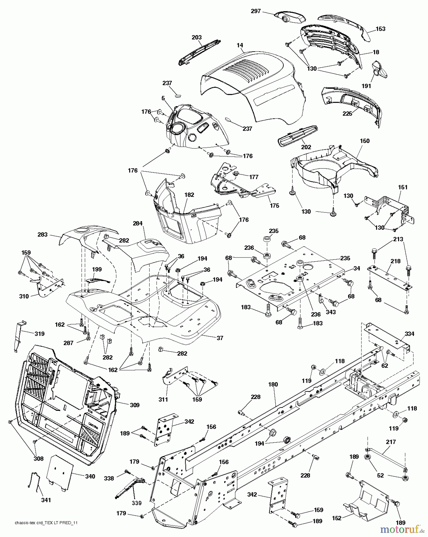Jonsered Rasen und Garten Traktoren LT2317 CMA (96051002103) - Jonsered Lawn & Garden Tractor (2013-05) CHASSIS ENCLOSURES